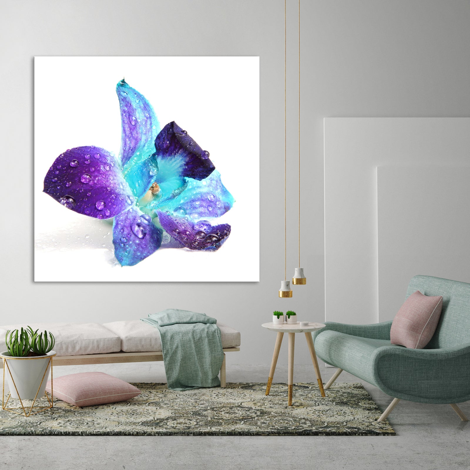 Flowers No. 053, shown framed in a room by day