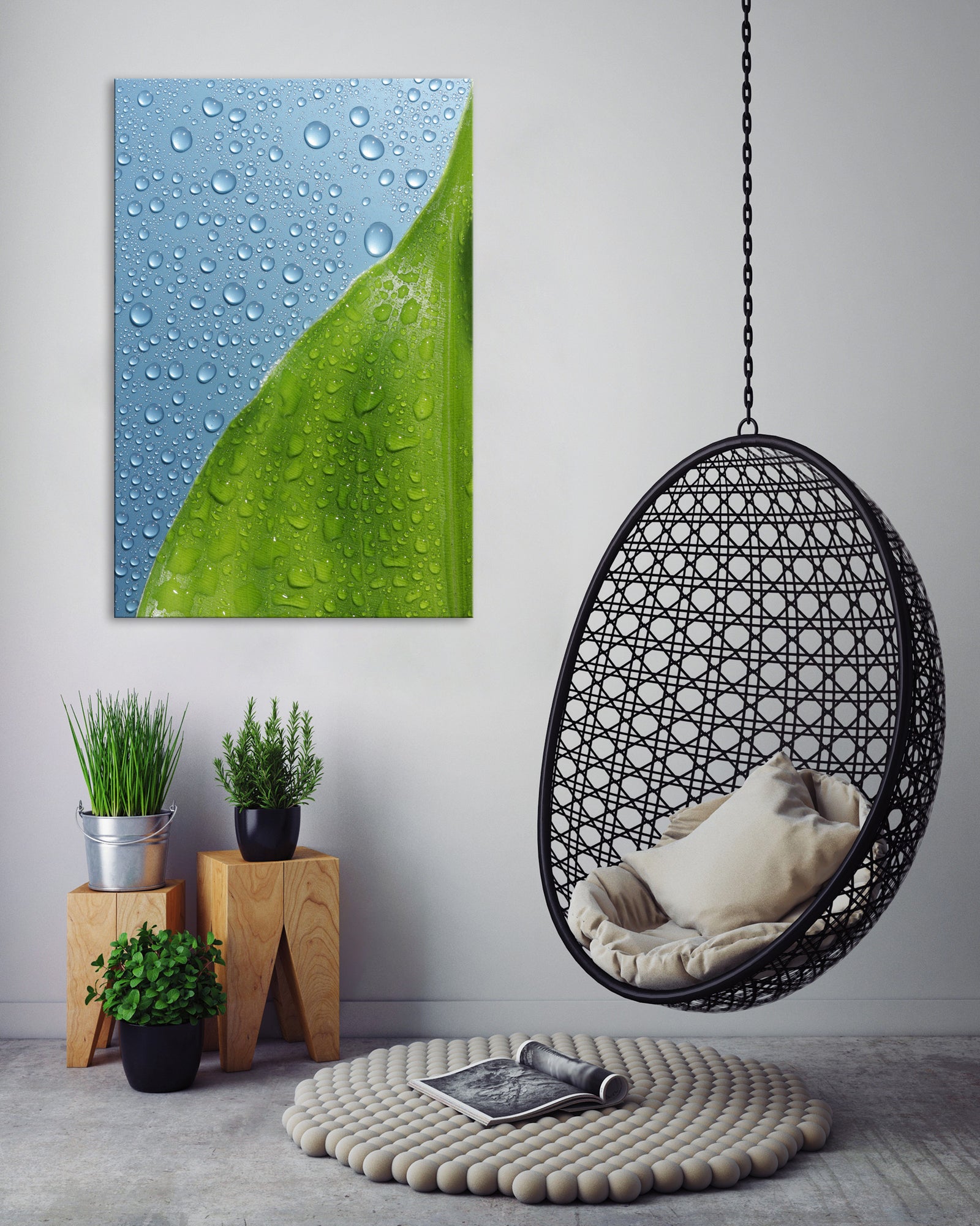 Flowers No. 054, shown framed in a room by day