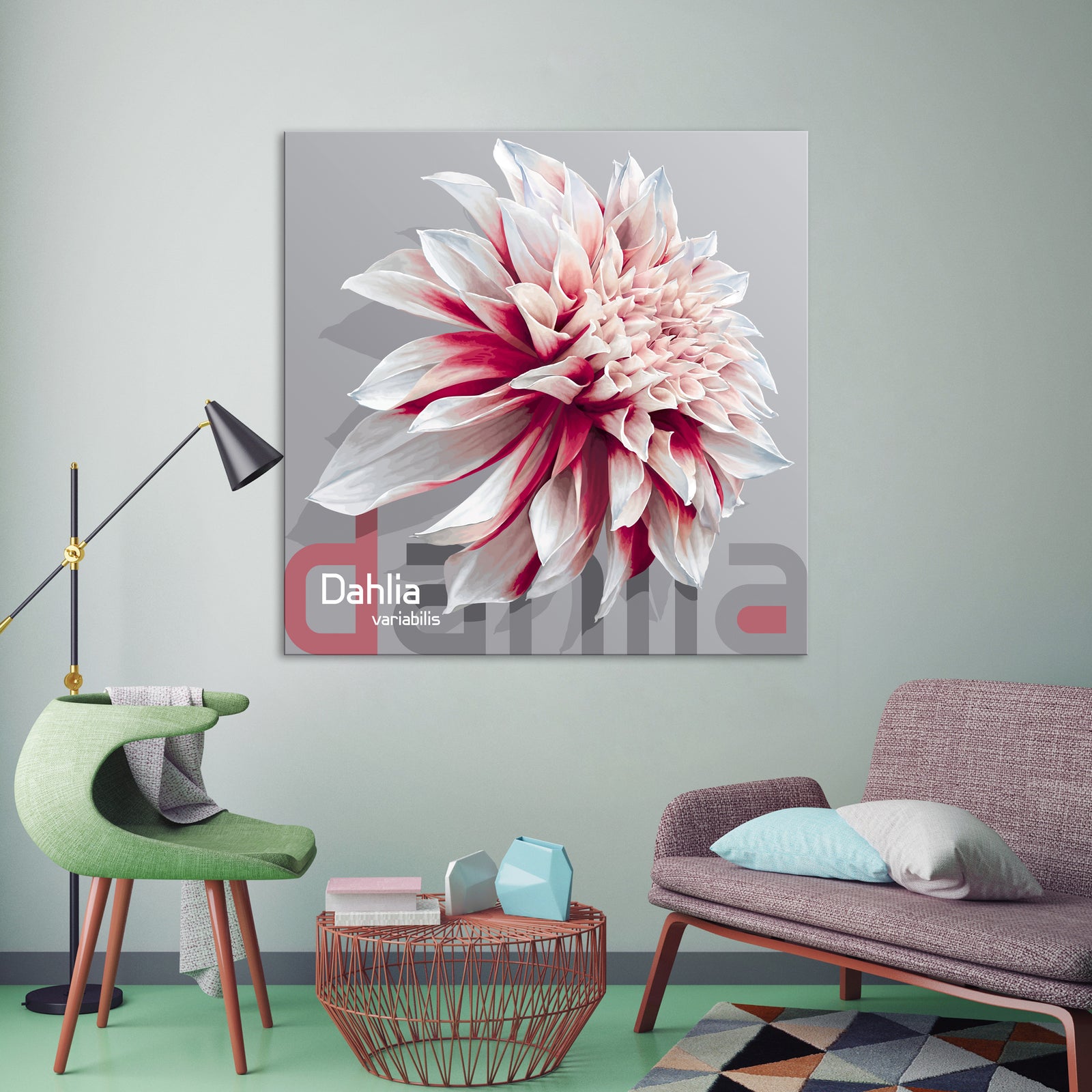 Flowers No. 057, shown framed in a room by day