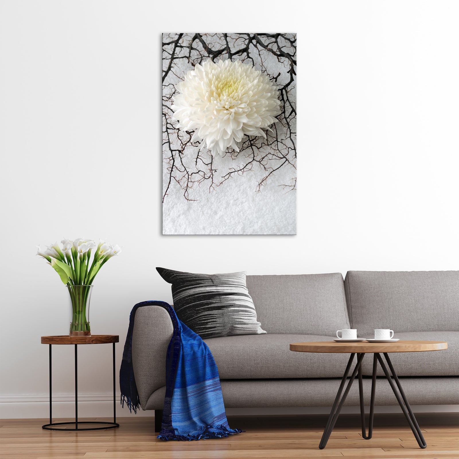Flowers No. 060, shown framed in a room by day