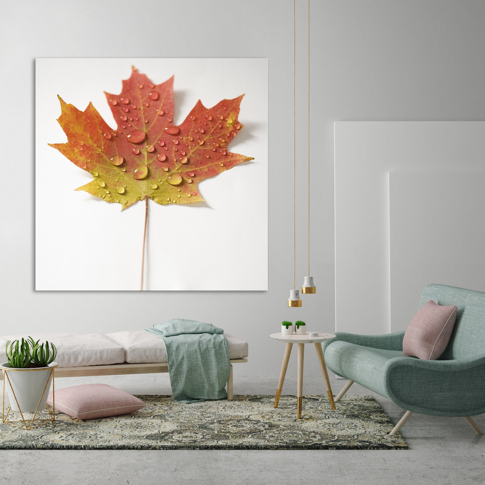 Flowers No. 064, shown framed in a room by day