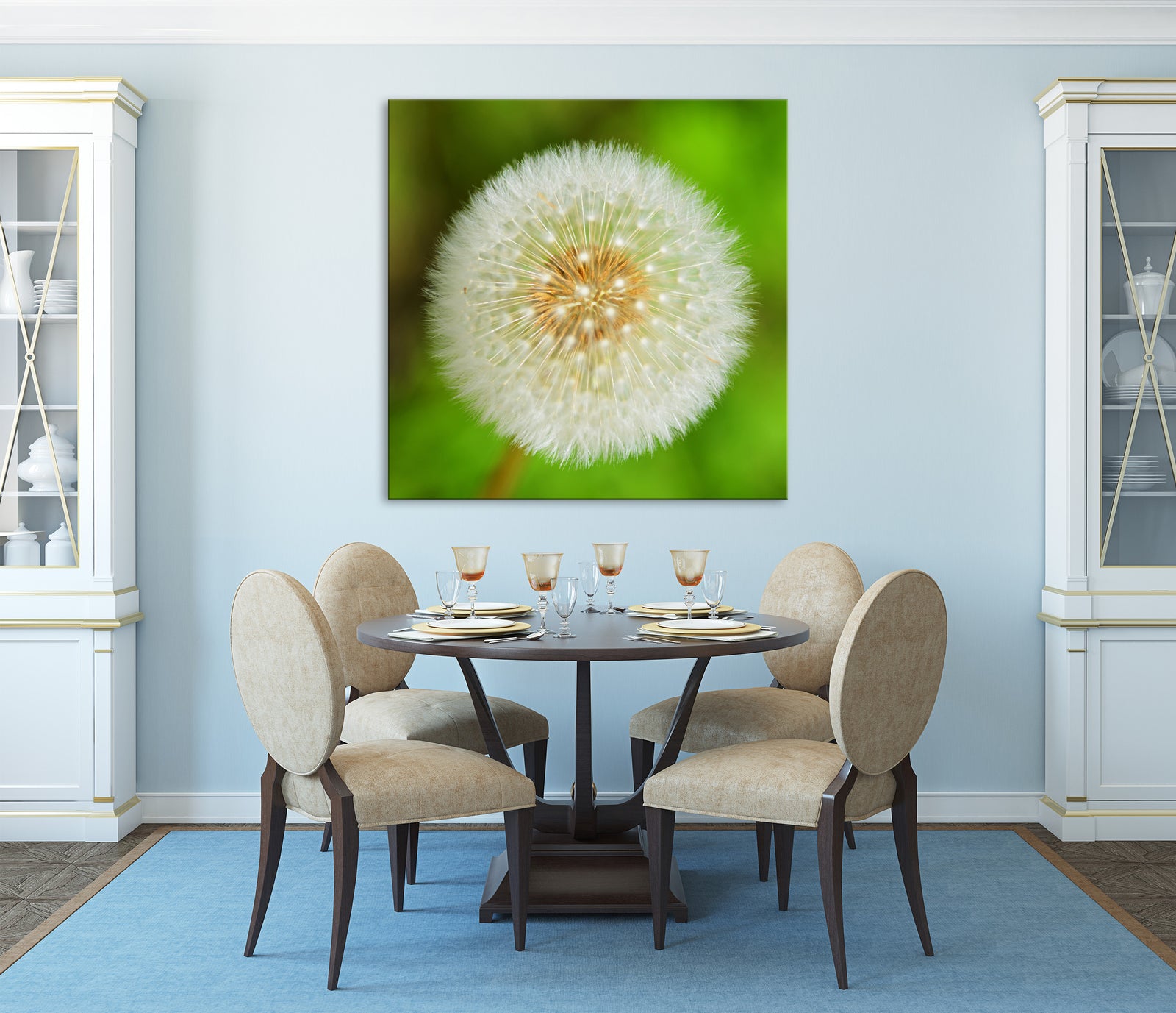 Flowers No. 068, shown framed in a room by day