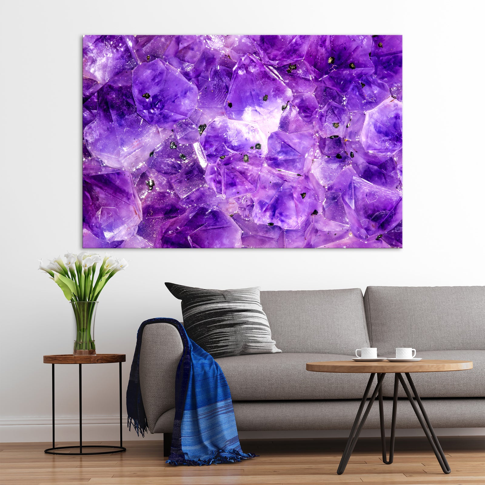 Flowers No. 072, shown framed in a room by day