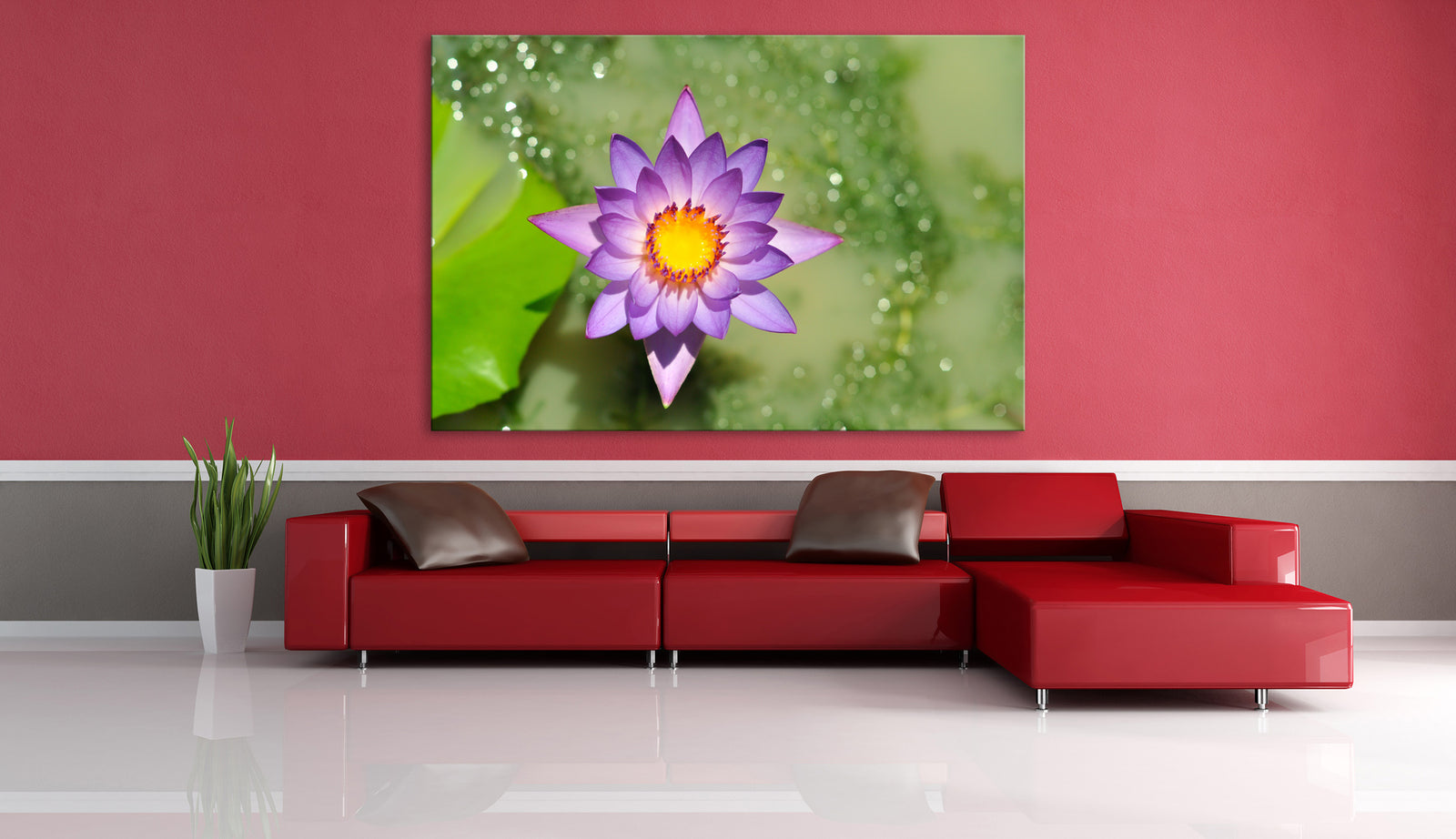 Flowers No. 075, shown framed in a room by day