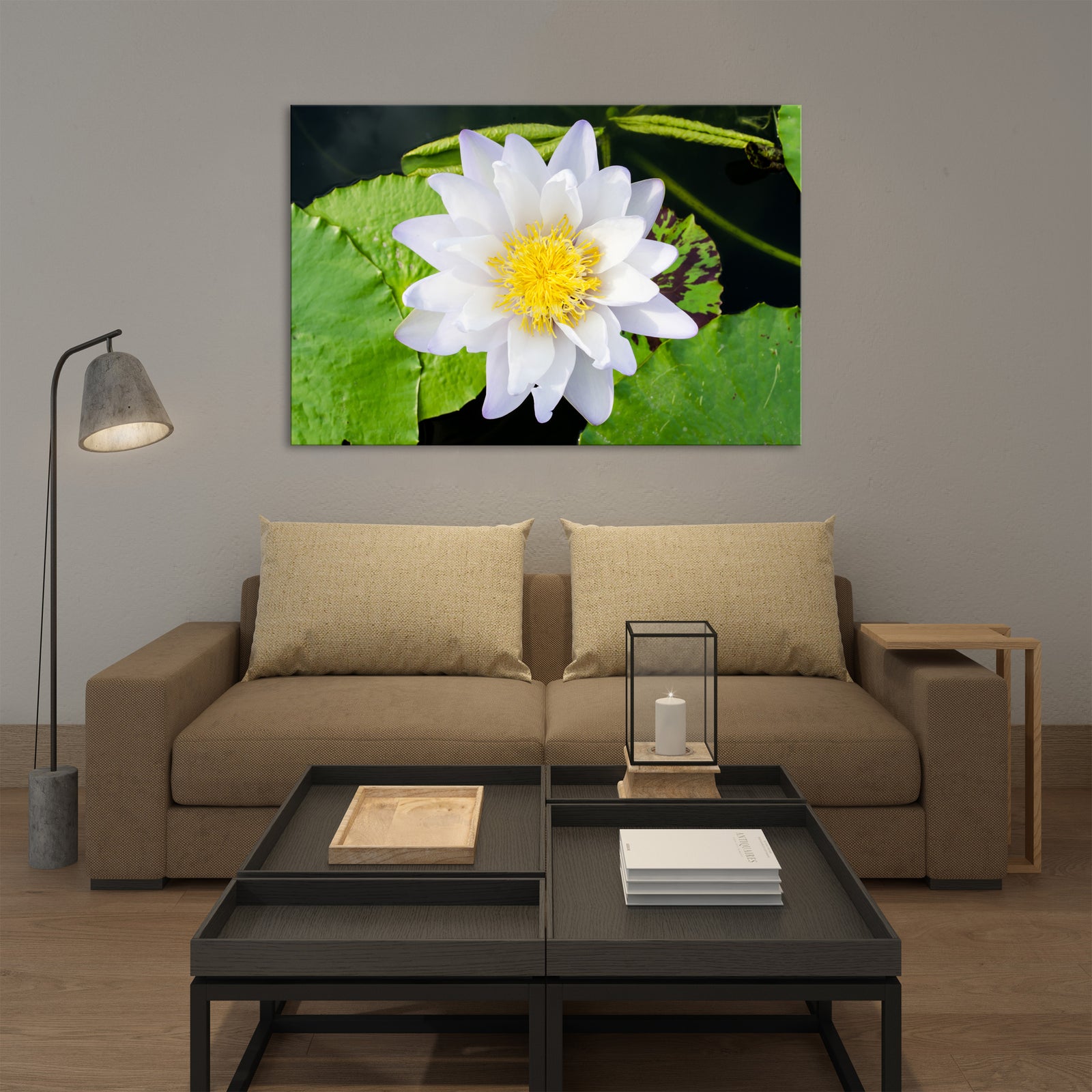 Flowers No. 078, shown framed in a room by day