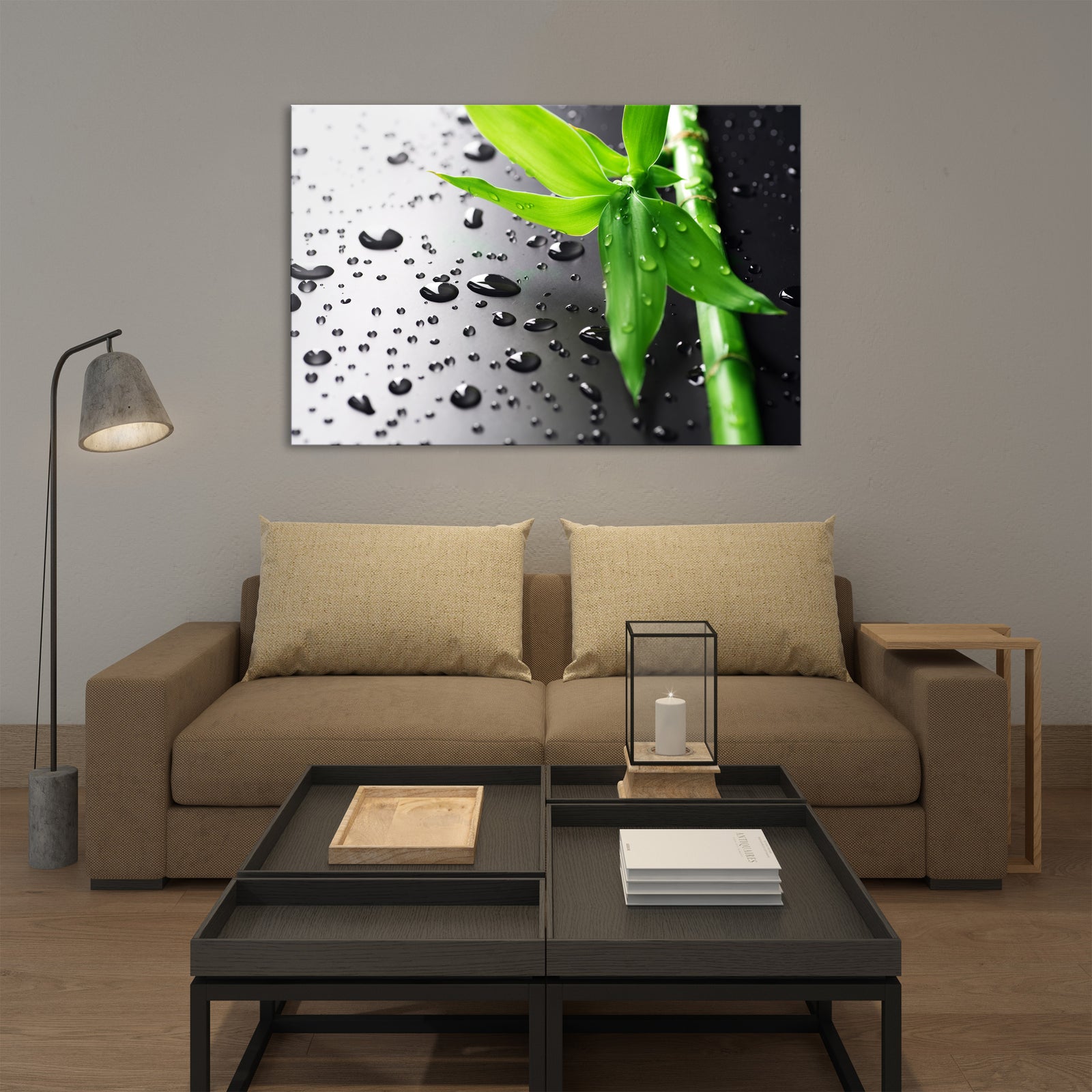 Flowers No. 082, shown framed in a room by day