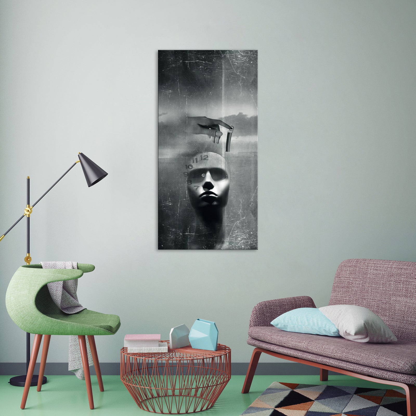 Abstract No. 005, shown framed in a room by day