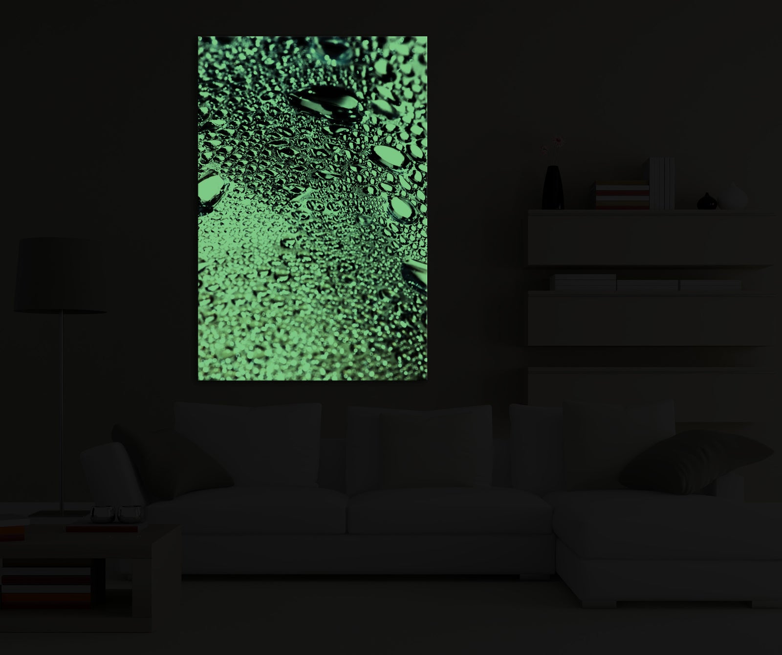 Abstract No. 008, glowing in a room at night