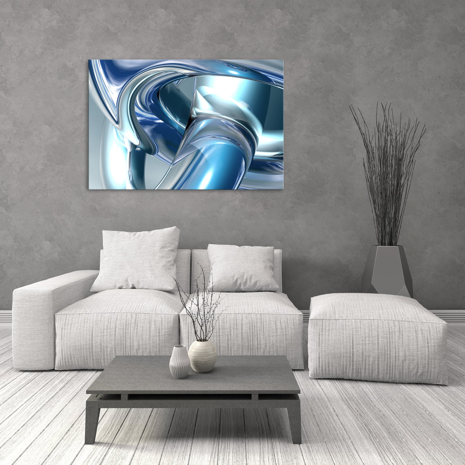 Abstract No. 017, shown framed in a room by day