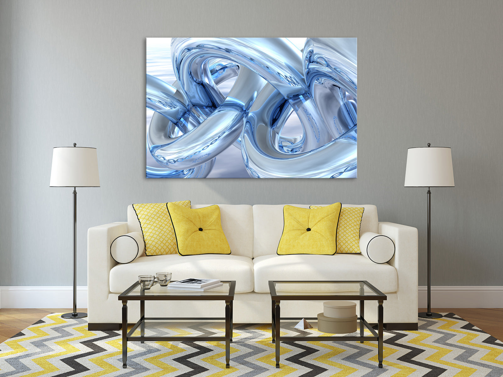 Abstract No. 018, shown framed in a room by day
