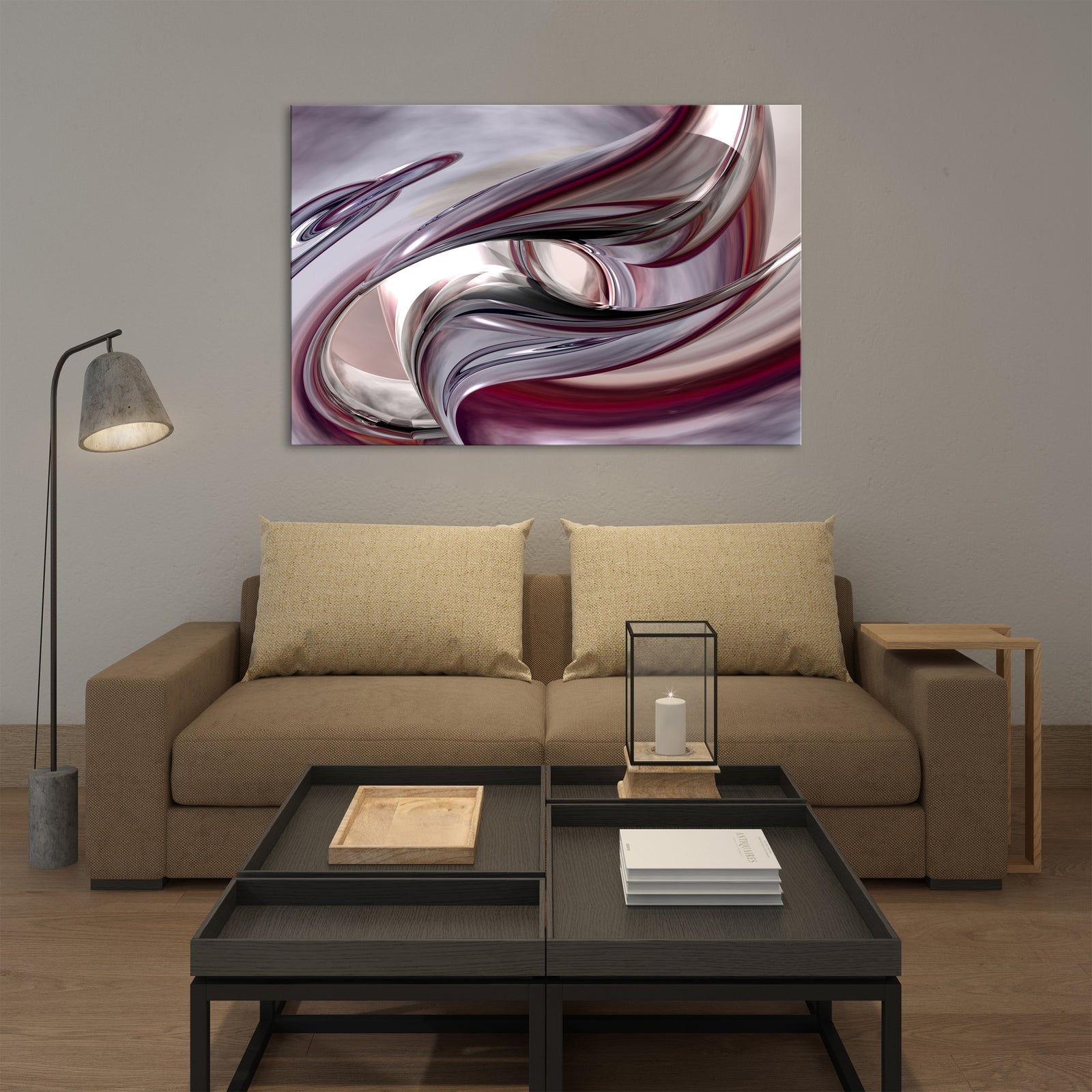 Abstract No. 019, shown framed in a room by day