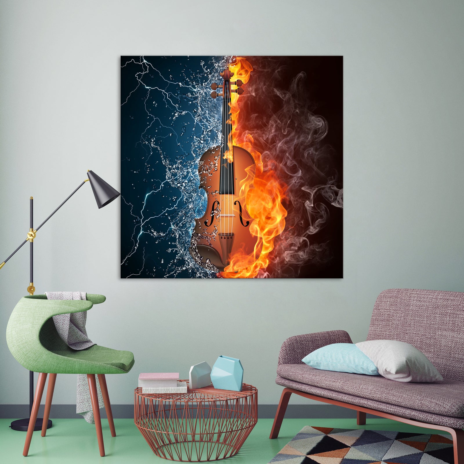 Abstract No. 020, shown framed in a room by day