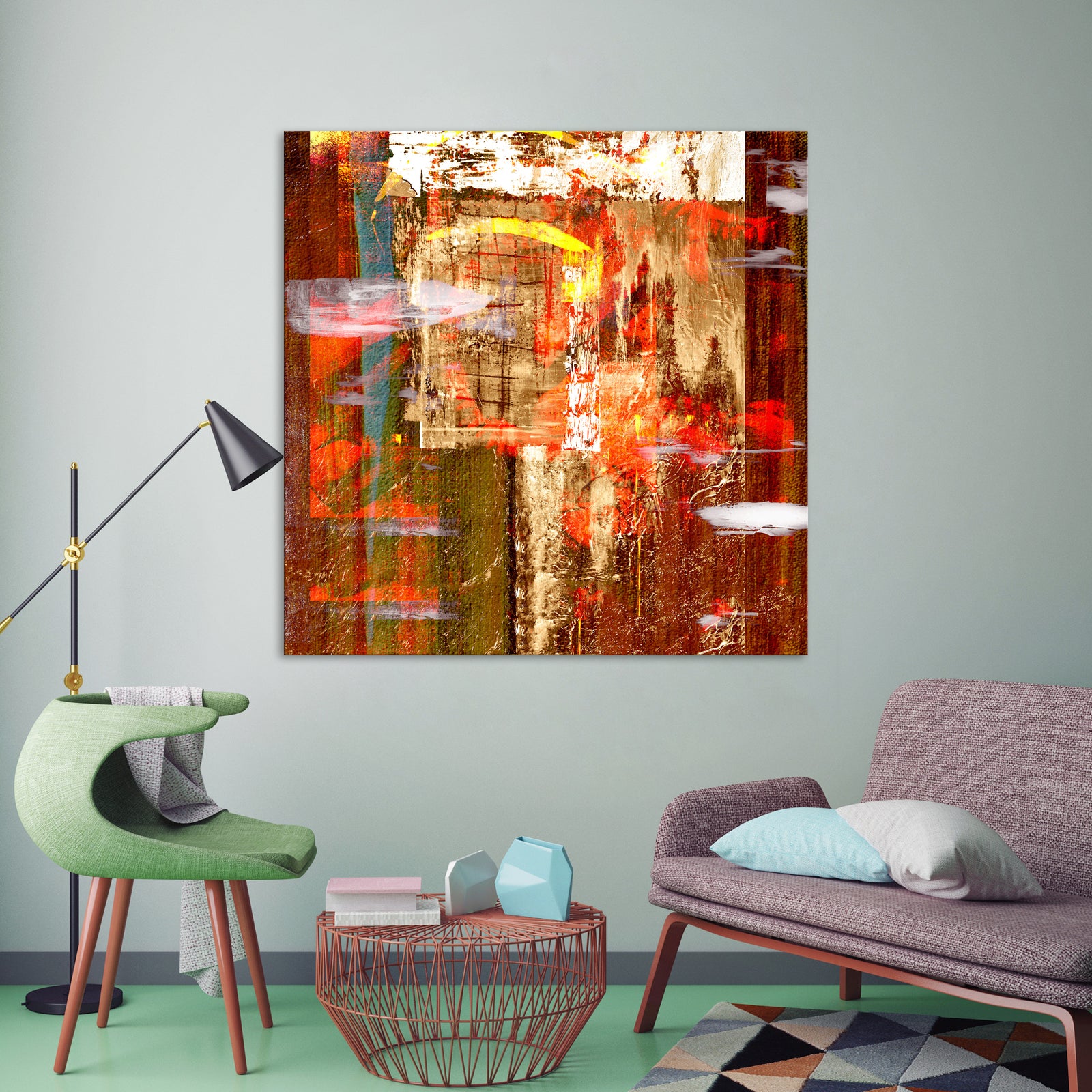 Abstract No. 025, shown framed in a room by day