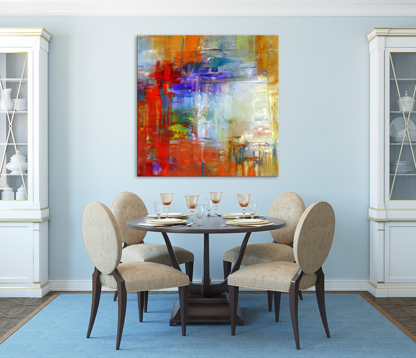 Abstract No. 028, shown framed in a room by day