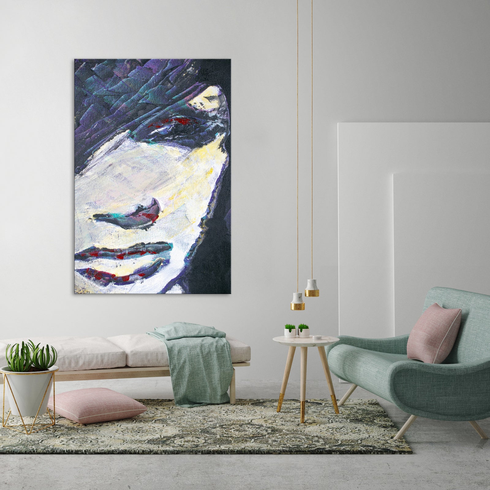 Abstract No. 030, shown framed in a room by day