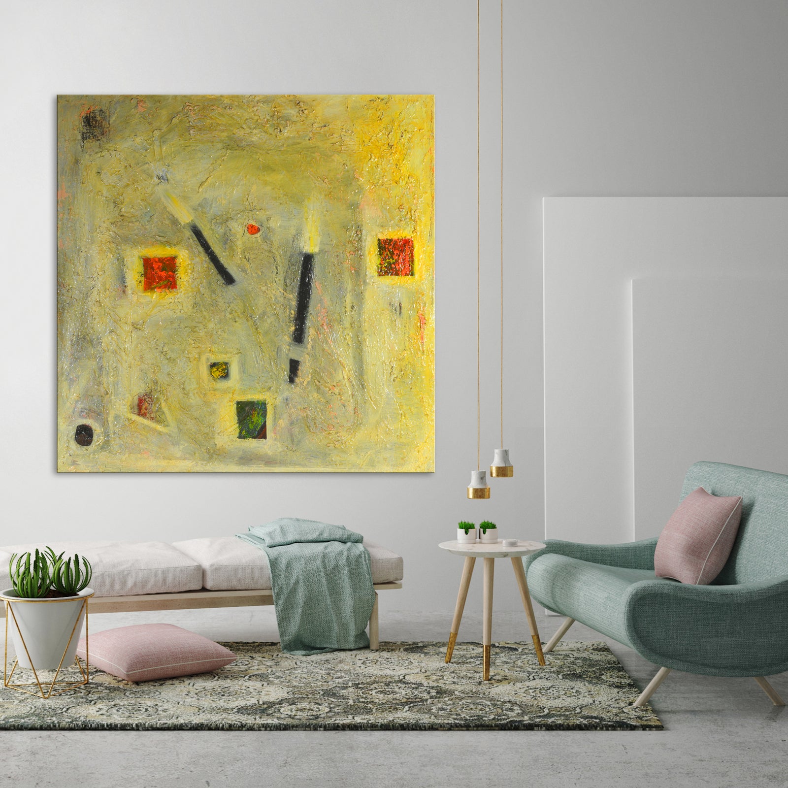 Abstract No. 033, shown framed in a room by day