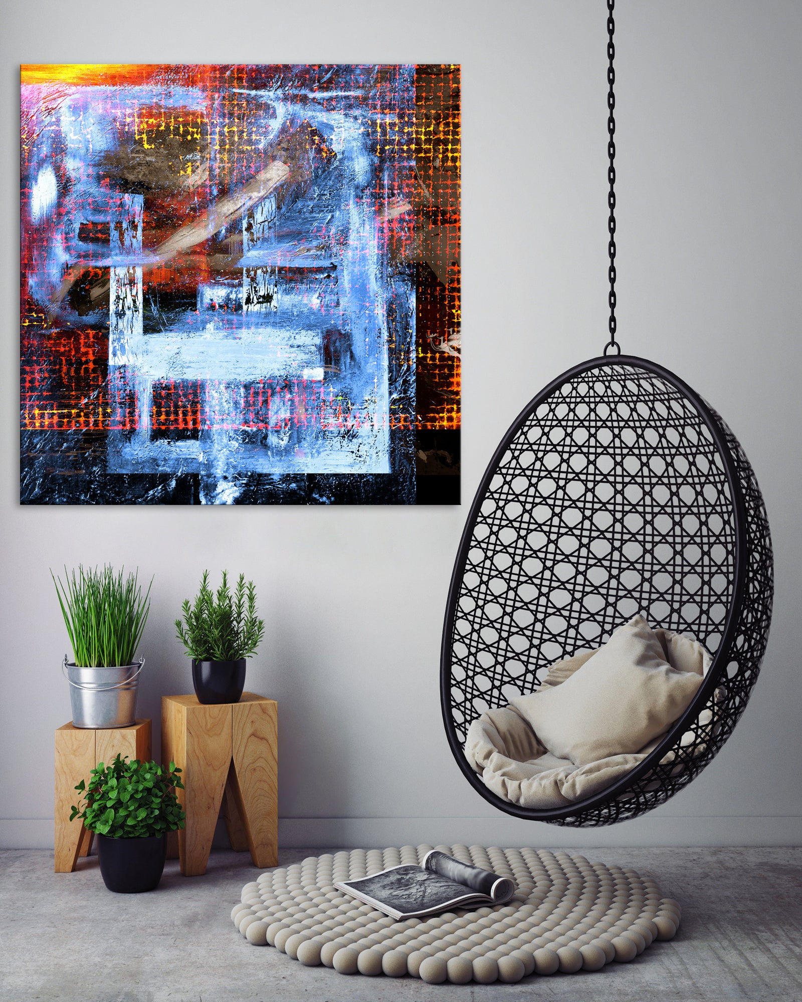 Abstract No. 037, shown framed in a room by day