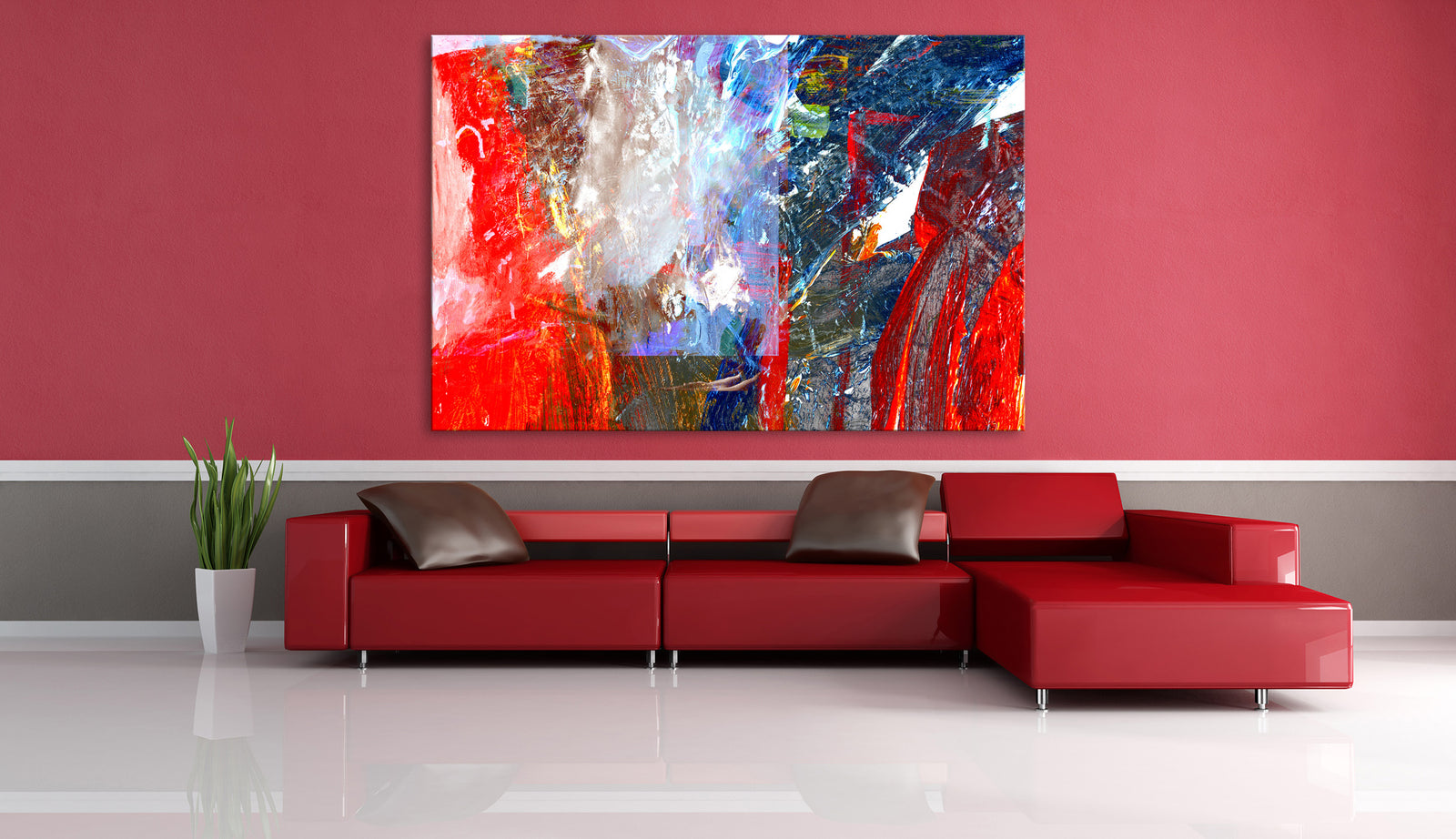Abstract No. 039, shown framed in a room by day