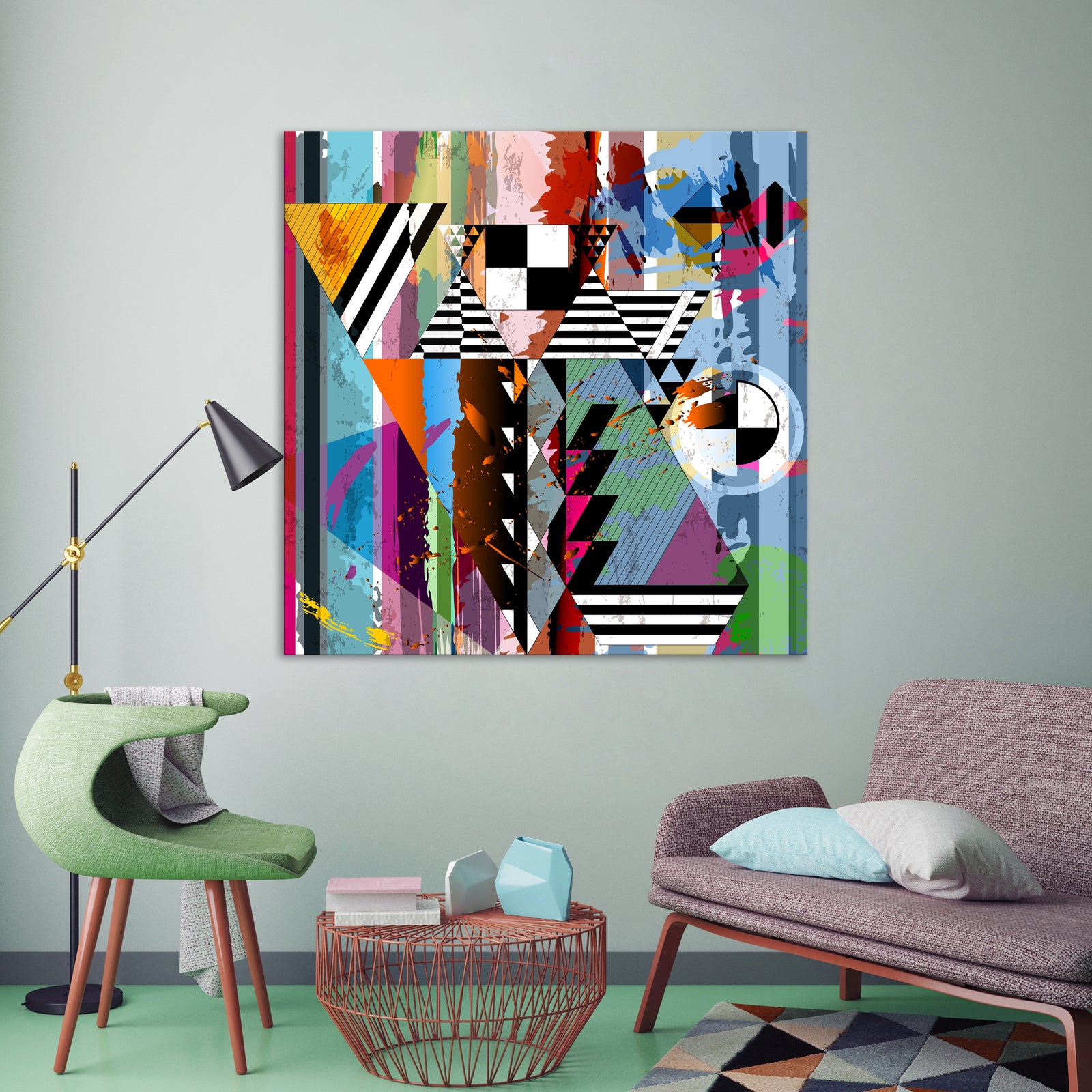 Abstract No. 042, shown framed in a room by day