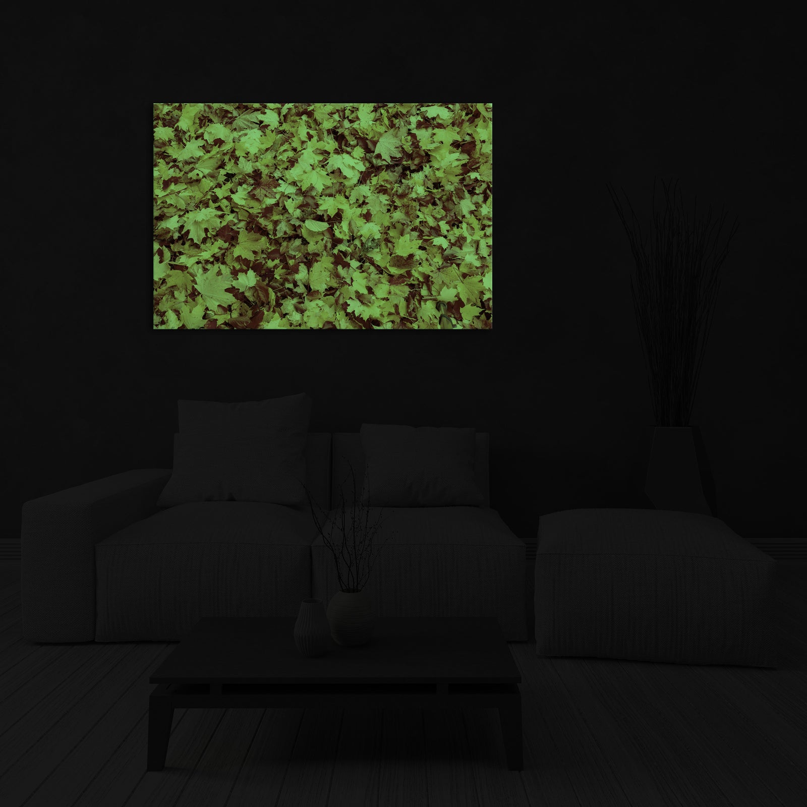 Abstract No. 043, glowing in a room at night