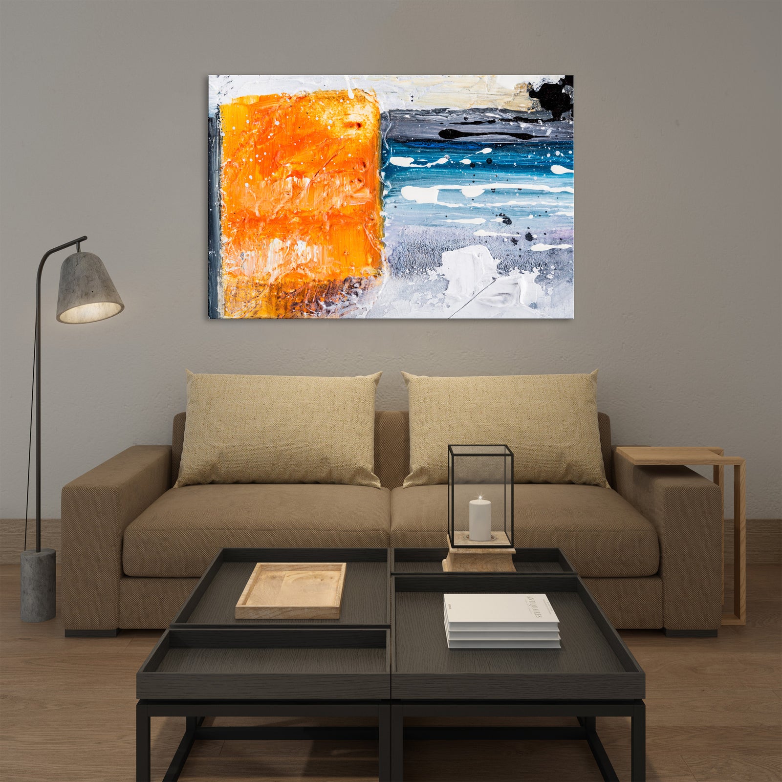 Abstract No. 048, shown framed in a room by day