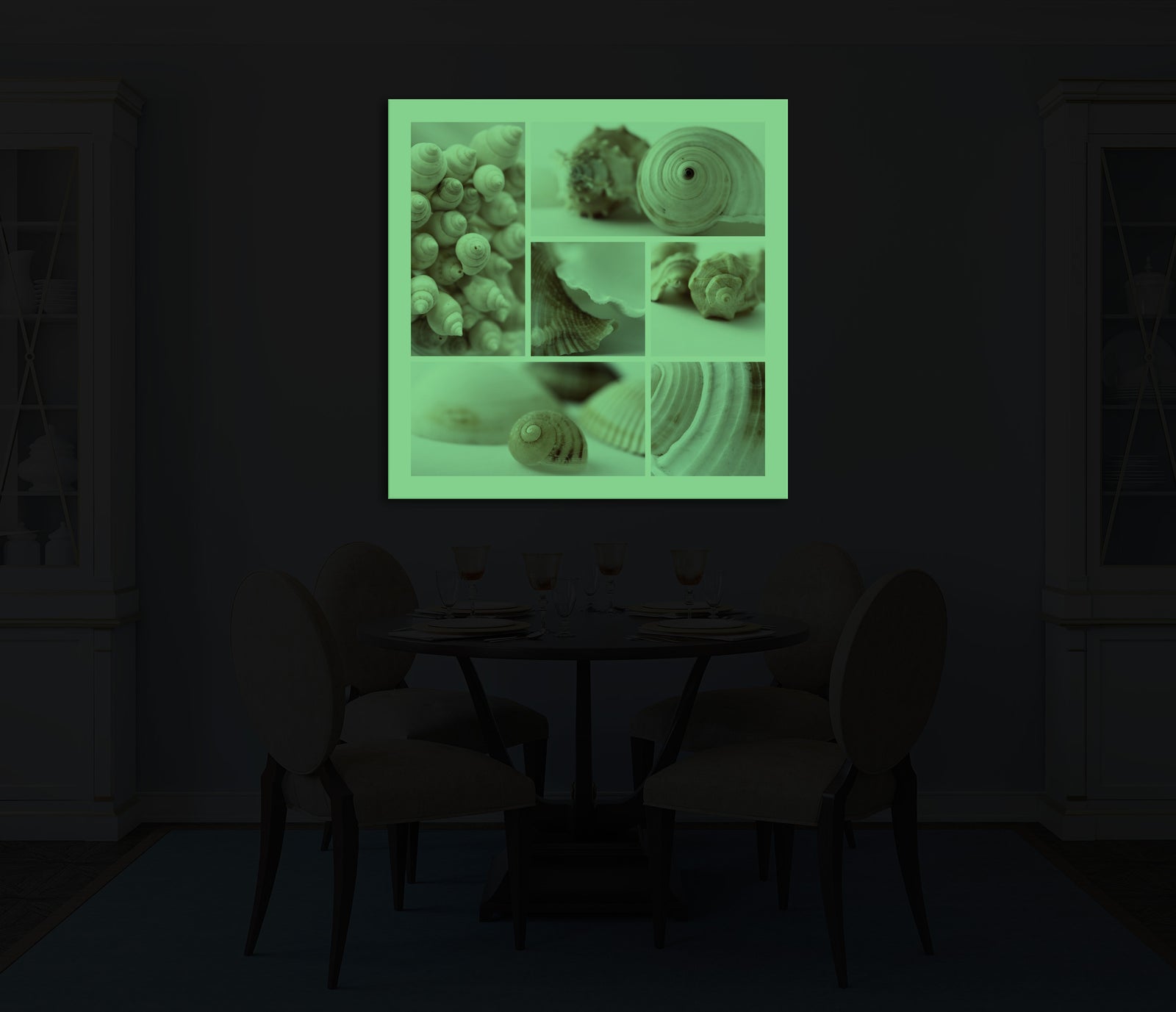 Abstract No. 050, glowing in a room at night