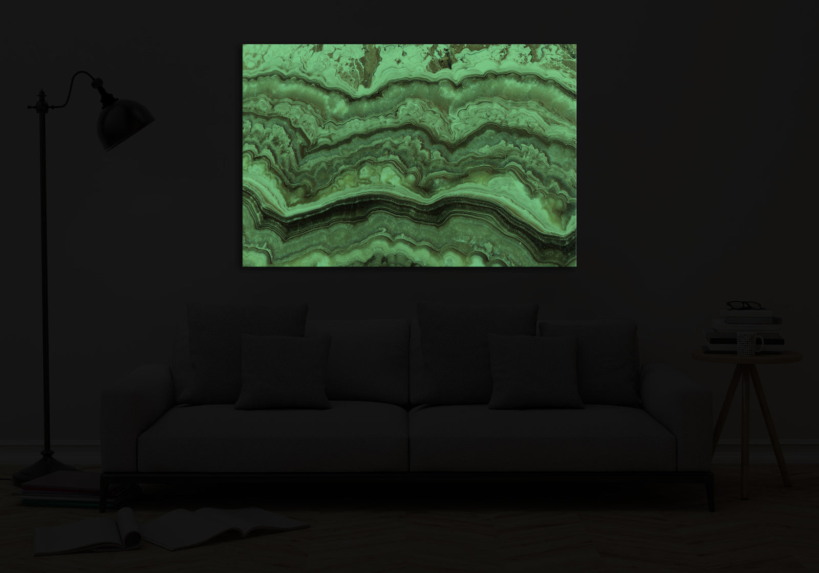 Abstract No. 051, glowing in a room at night