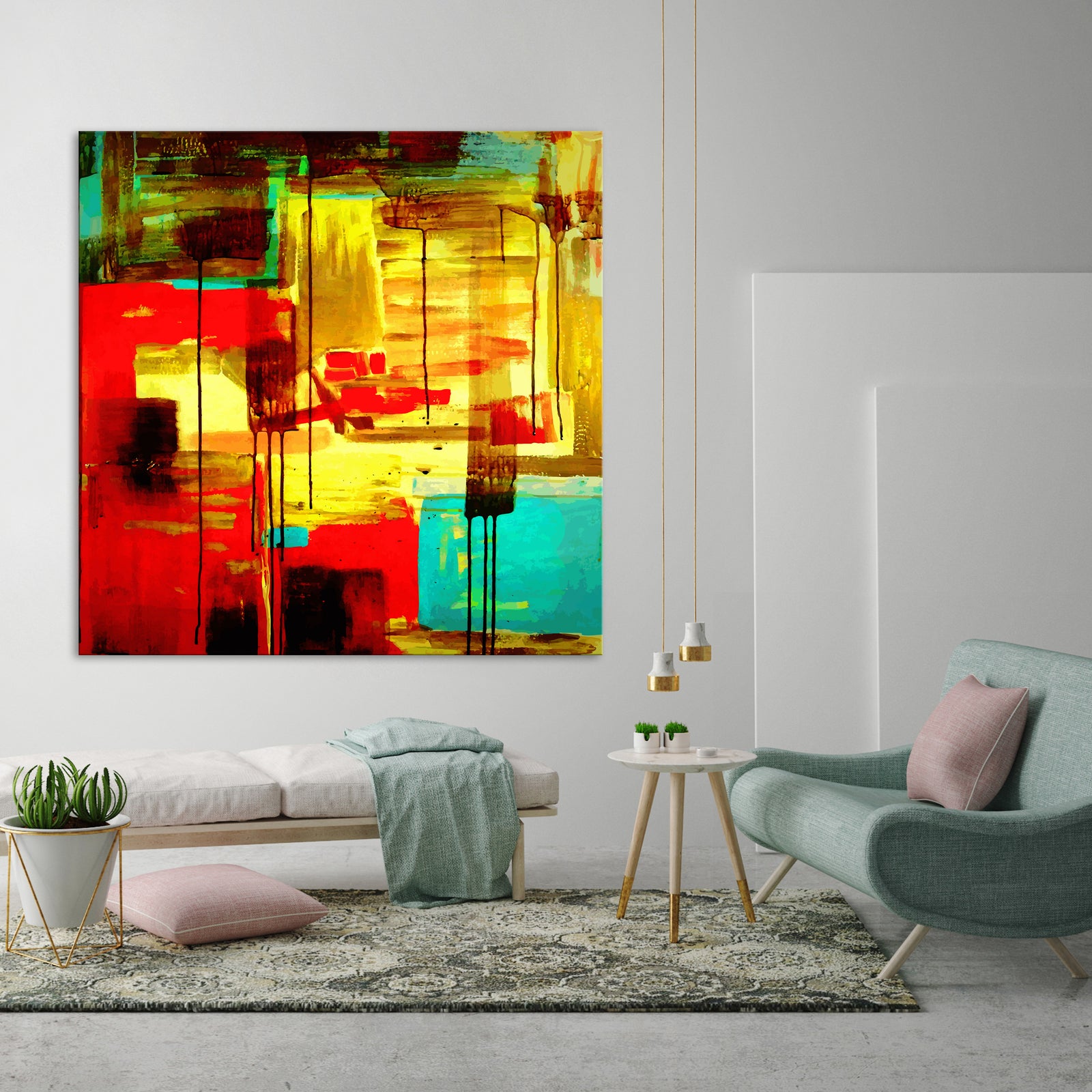 Abstract No. 055, shown framed in a room by day