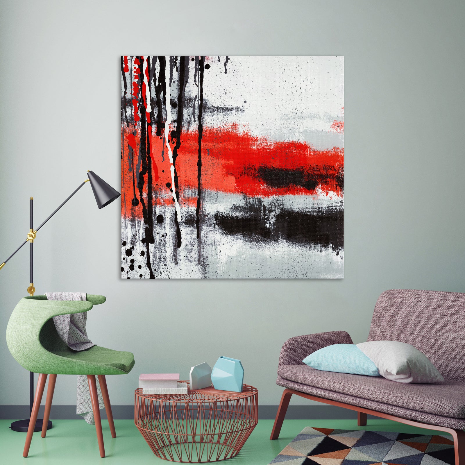 Abstract No. 063, shown framed in a room by day