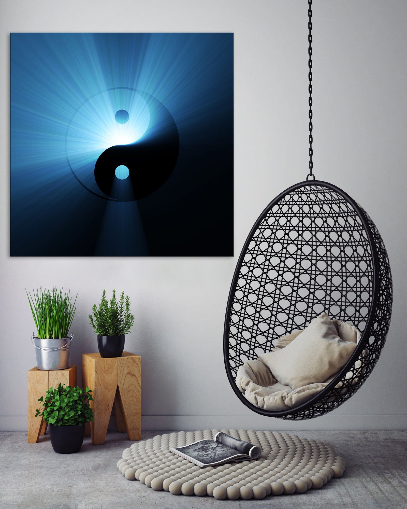 Abstract No. 064, shown framed in a room by day