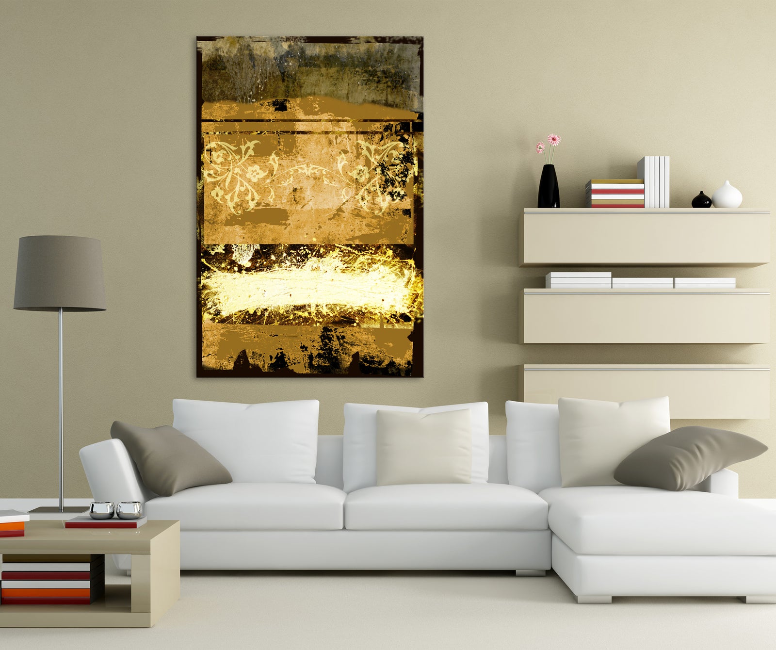 Abstract No. 070, shown framed in a room by day