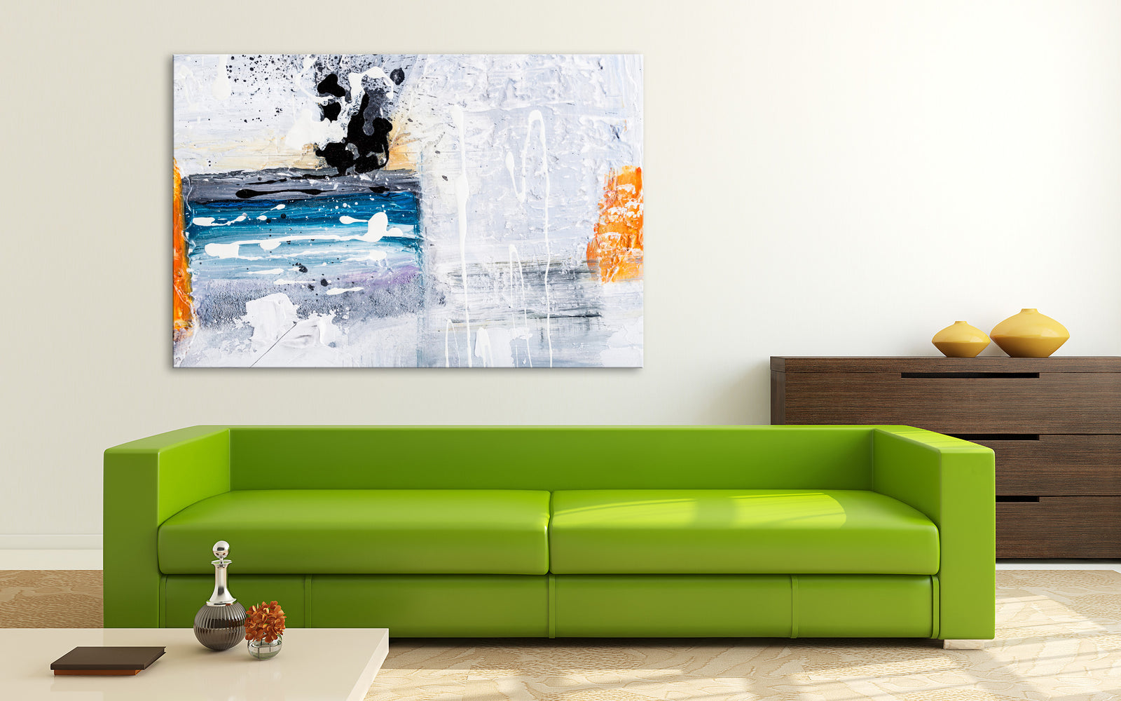 Abstract No. 071, shown framed in a room by day
