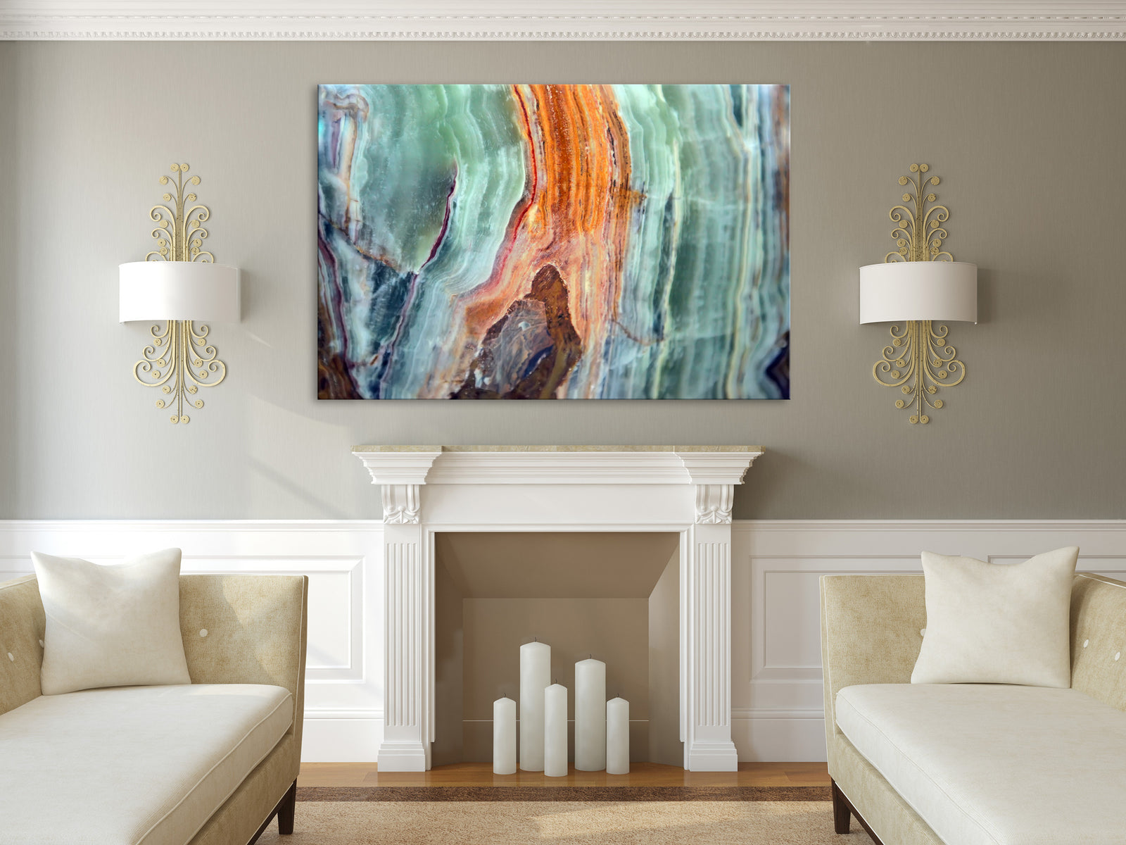 Abstract No. 073, shown framed in a room by day