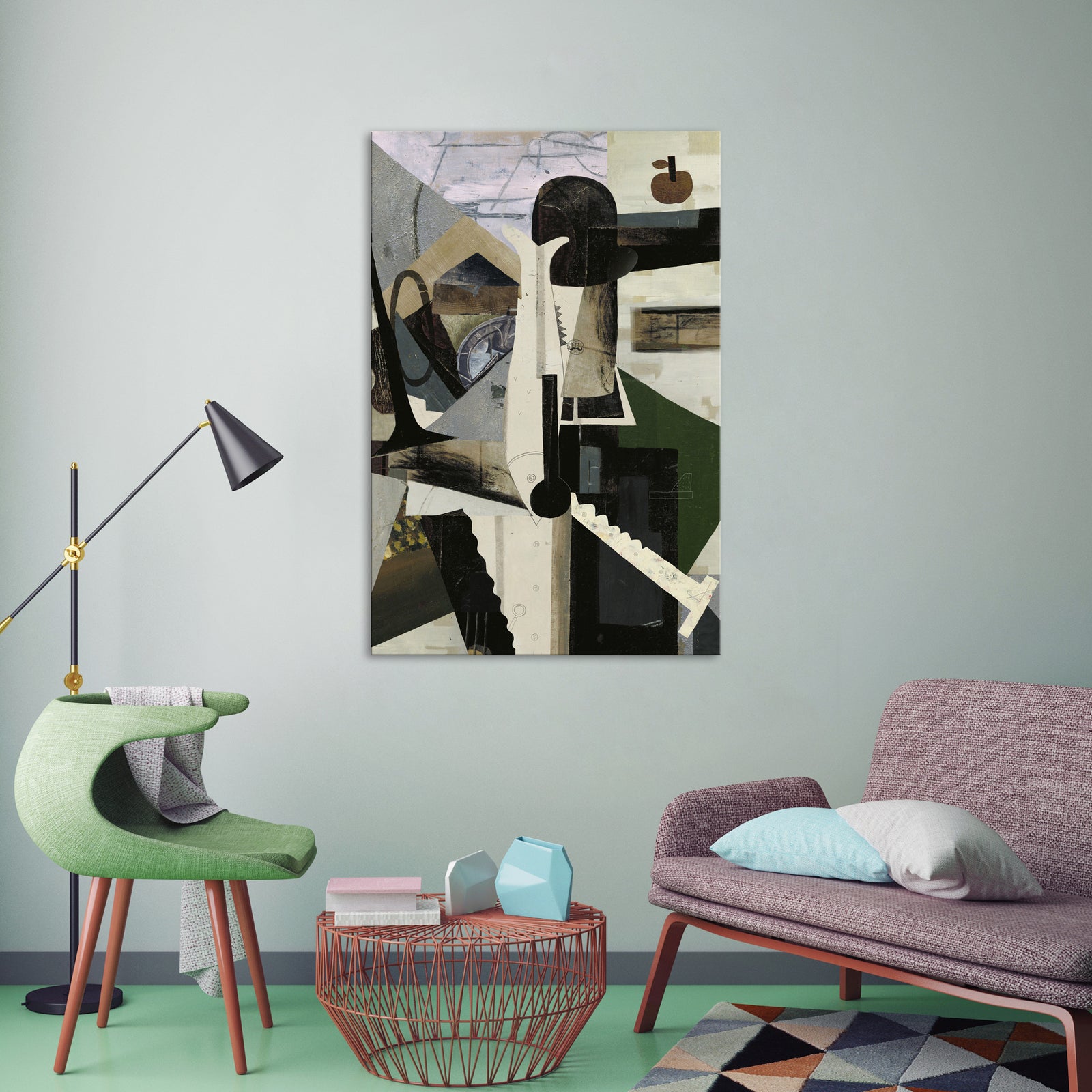 Abstract No. 074, shown framed in a room by day