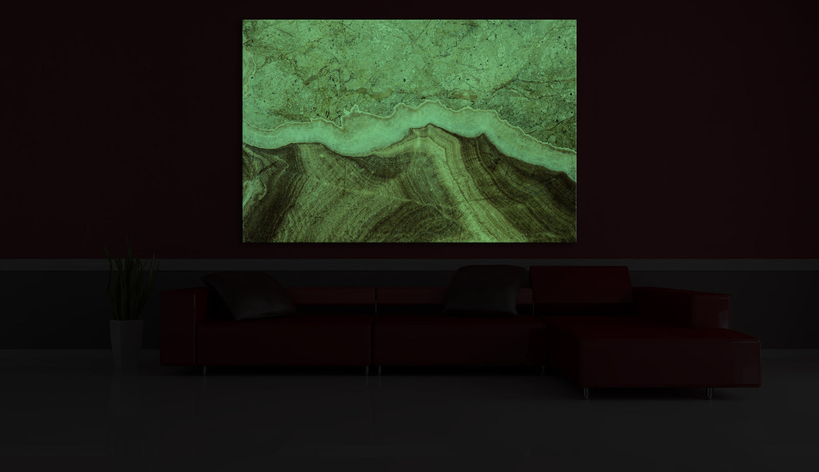 Abstract No. 081, glowing in a room at night