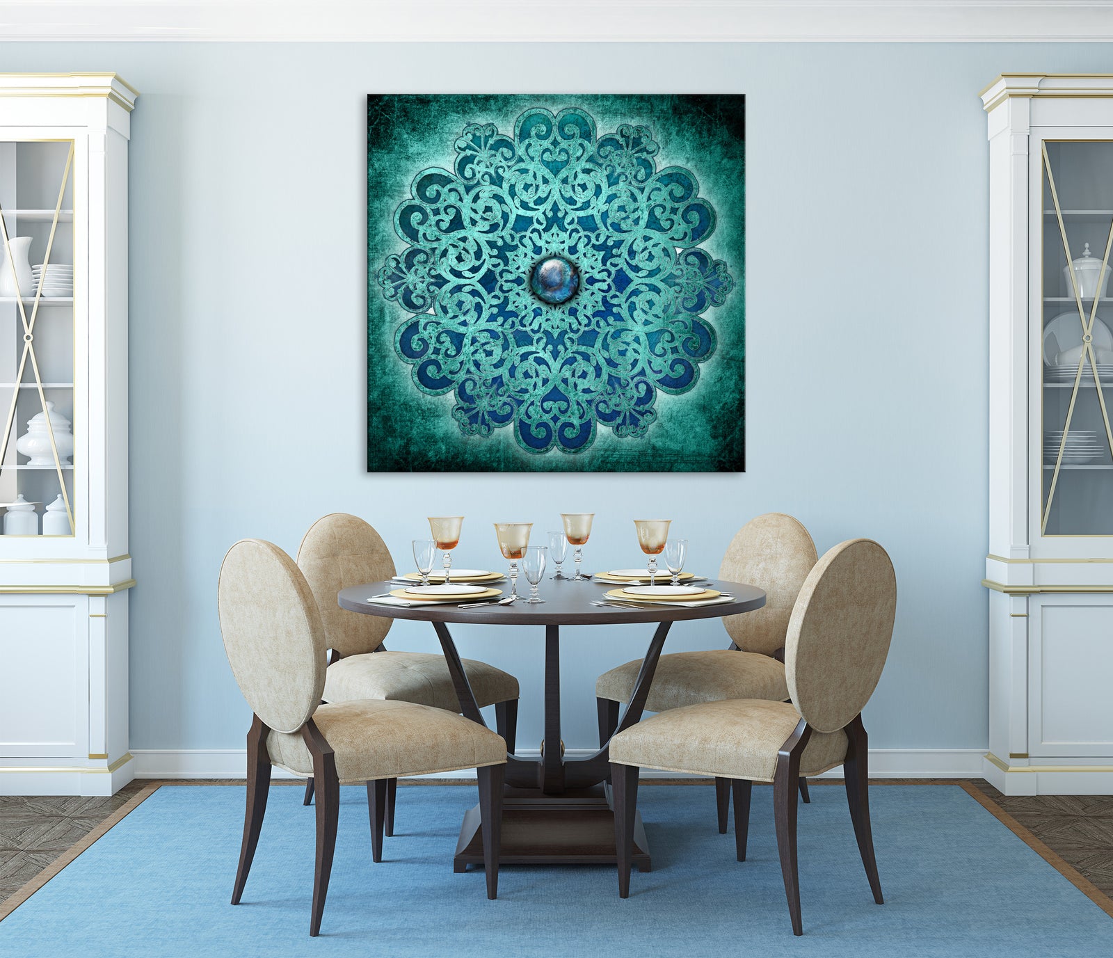 Abstract No. 085, shown framed in a room by day