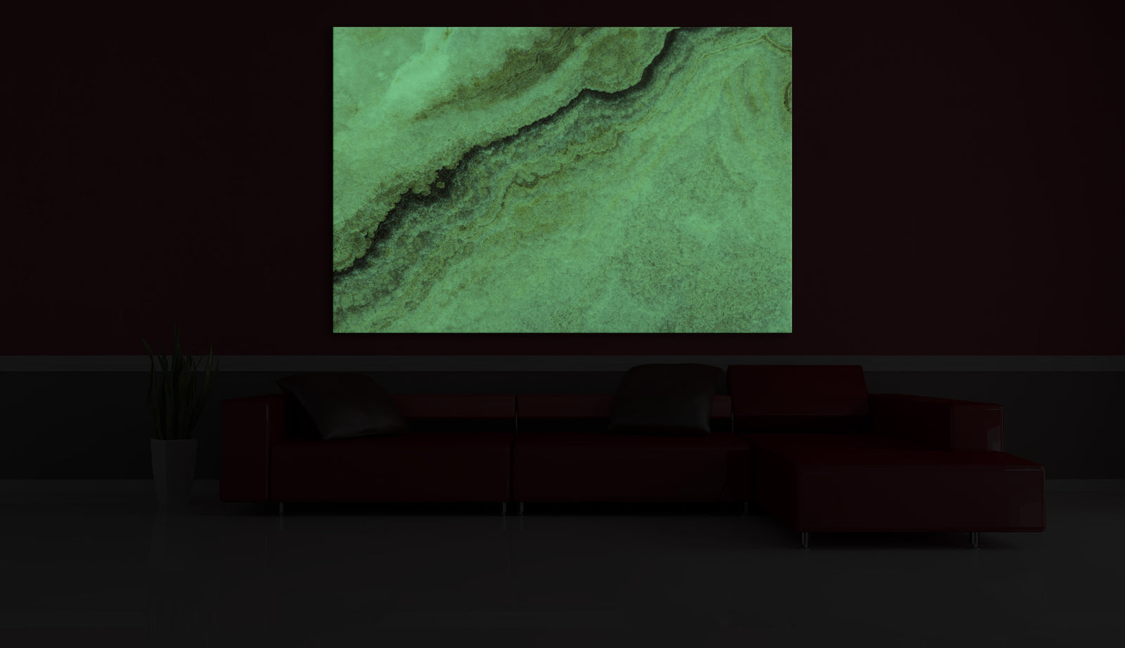 Abstract No. 087, glowing in a room at night
