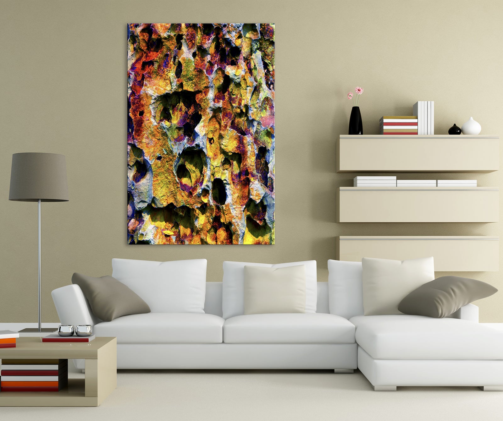 Abstract No. 096, shown framed in a room by day
