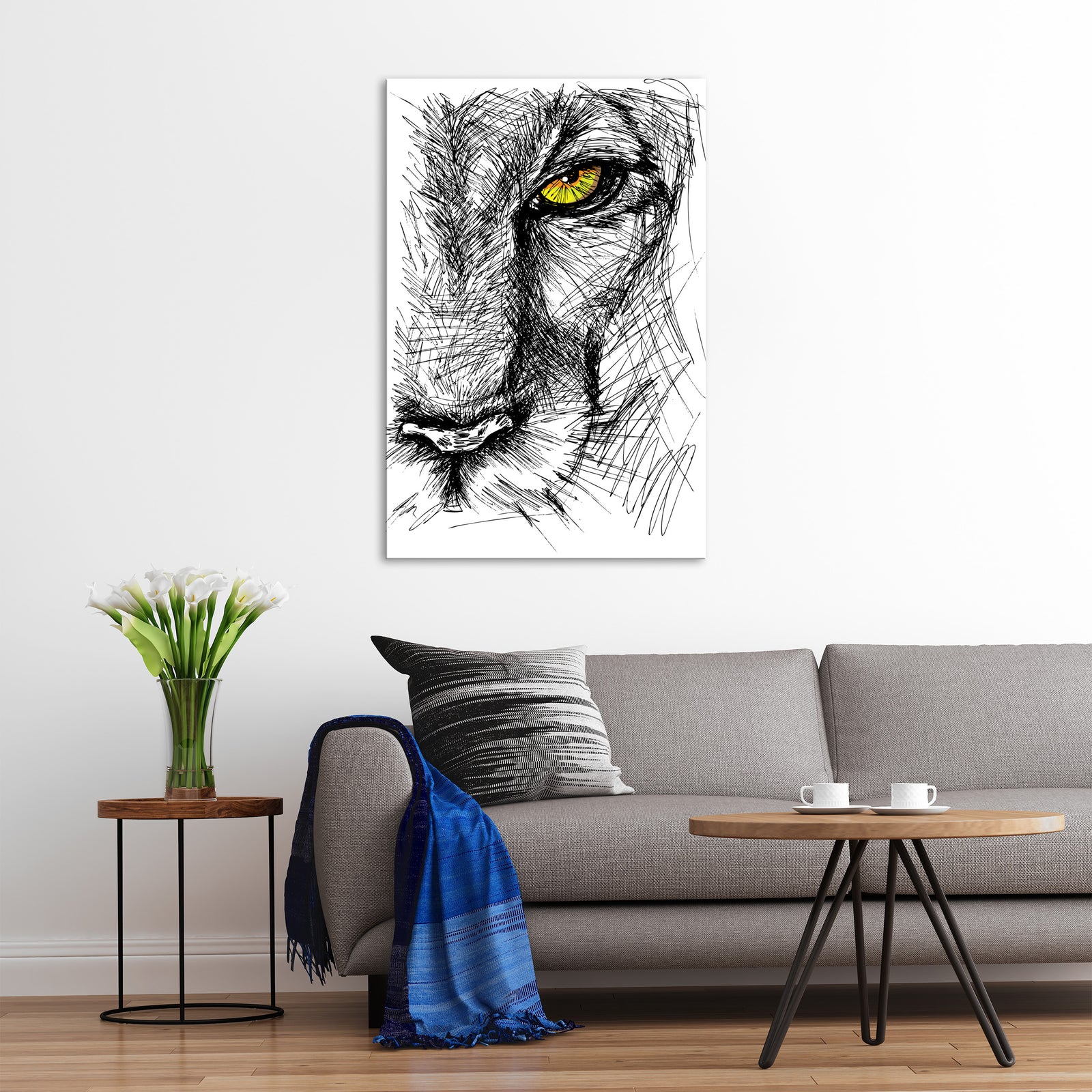 Abstract No. 099, shown framed in a room by day