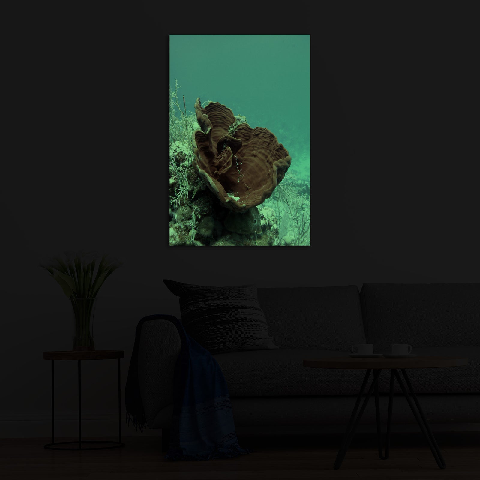 Abstract No. 108, glowing in a room at night