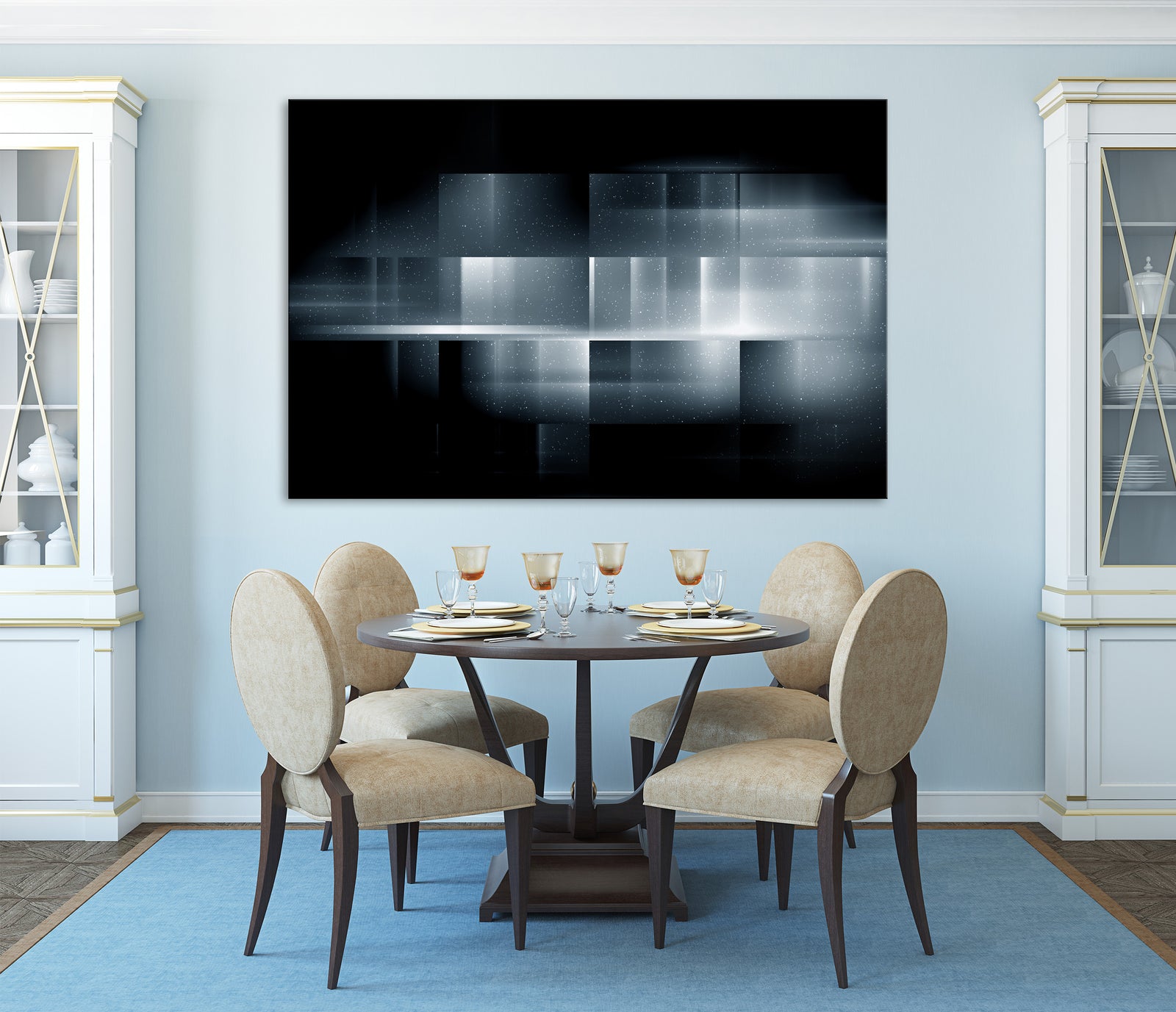 Abstract No. 117, shown framed in a room by day