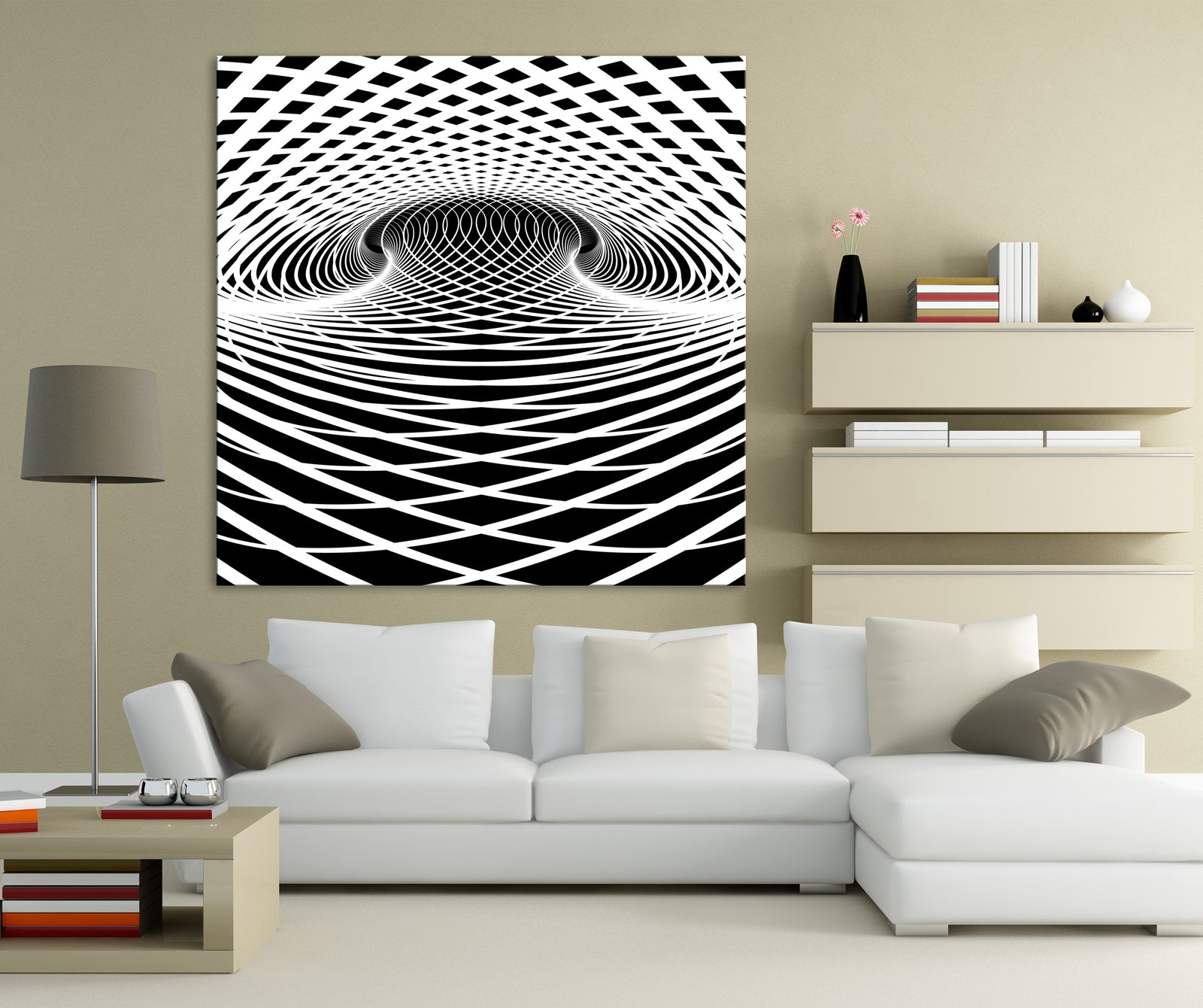 Abstract No. 118, shown framed in a room by day