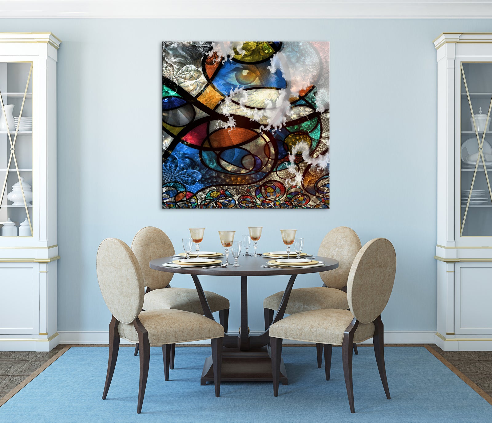 Abstract No. 120, shown framed in a room by day