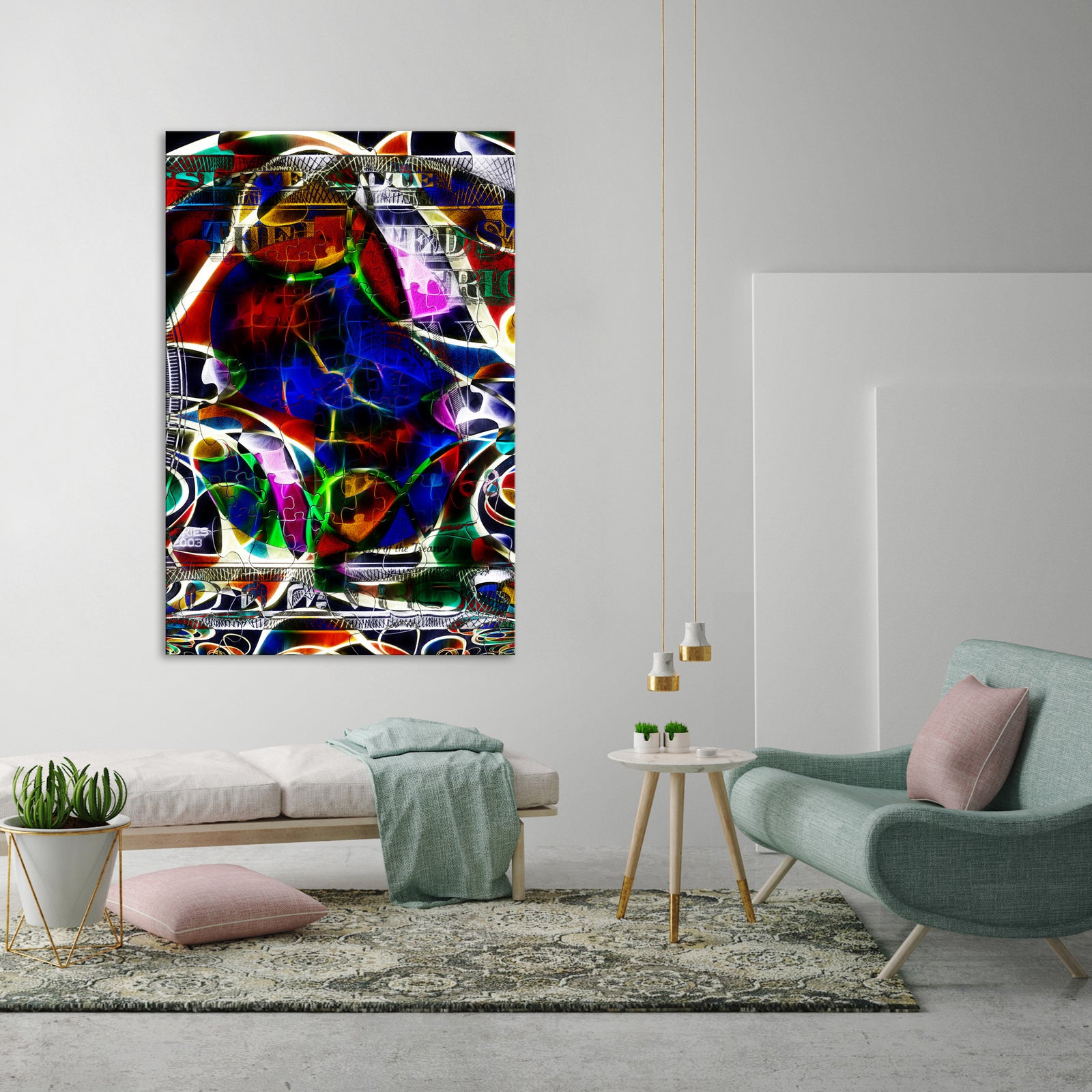 Abstract No. 121, shown framed in a room by day