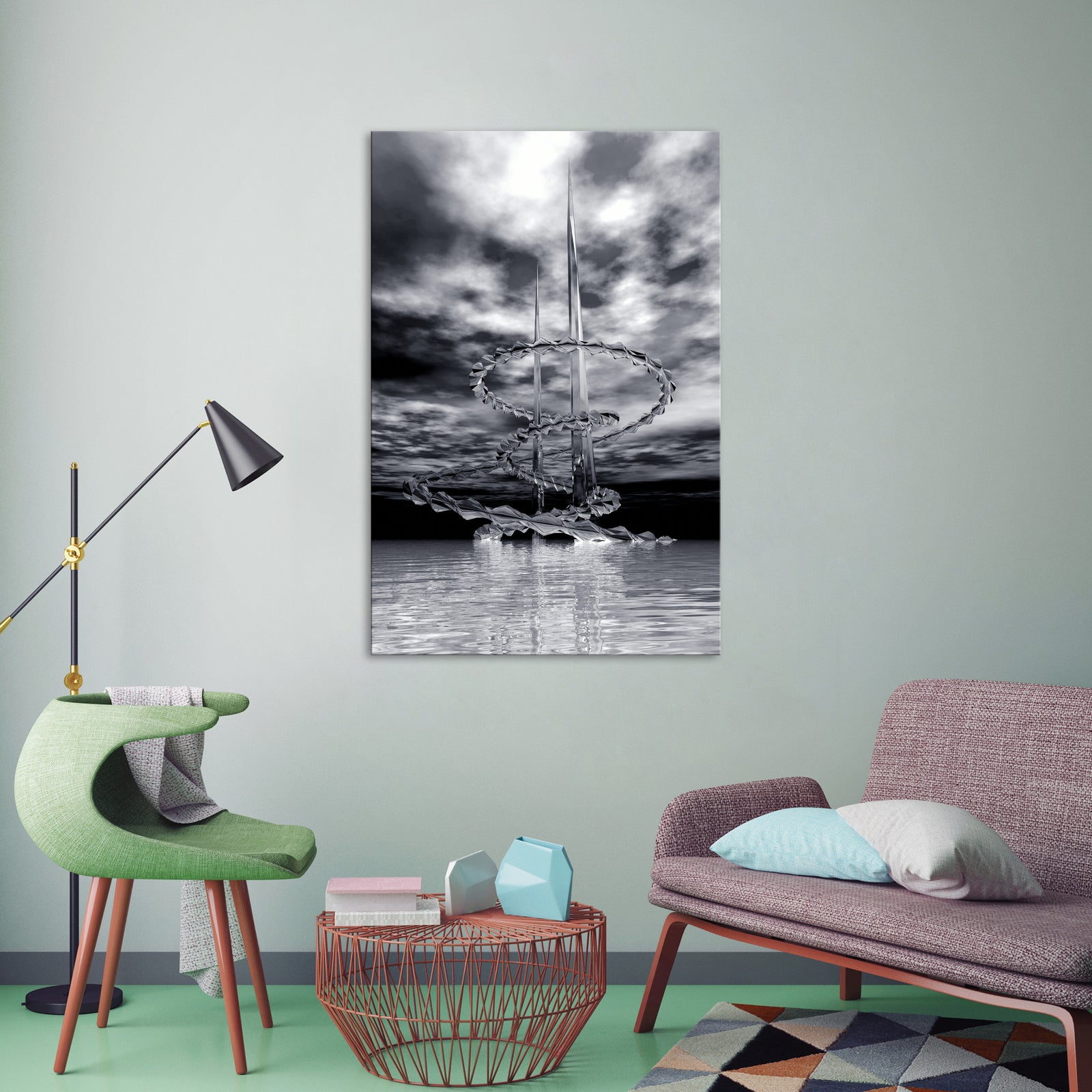 Abstract No. 126, shown framed in a room by day