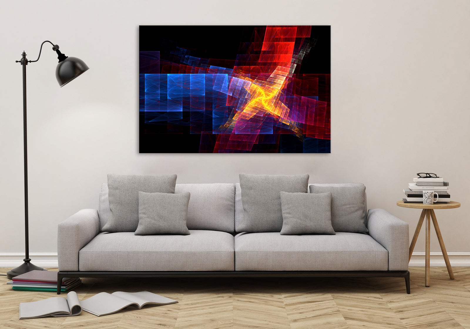 Abstract No. 128, shown framed in a room by day