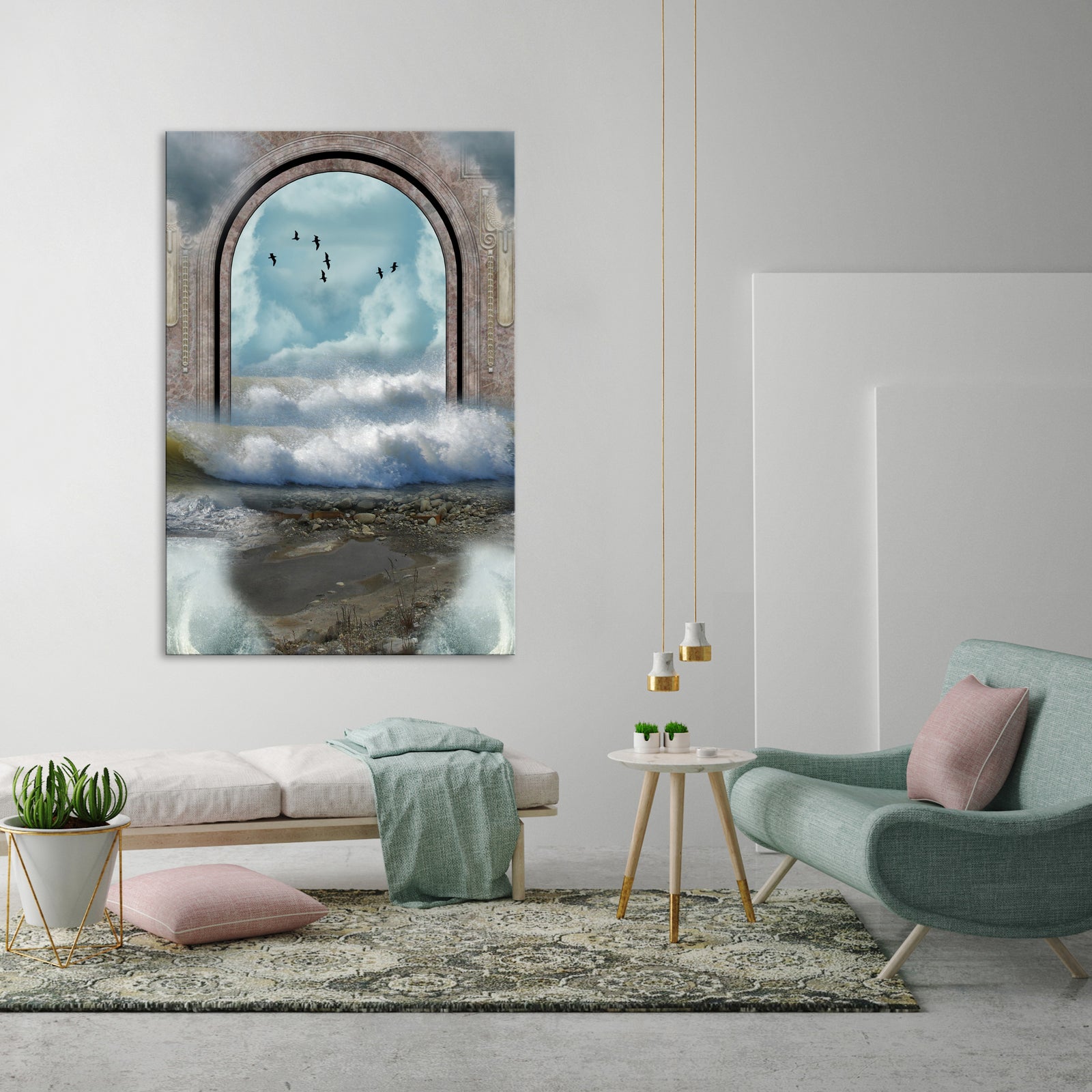 Abstract No. 134, shown framed in a room by day