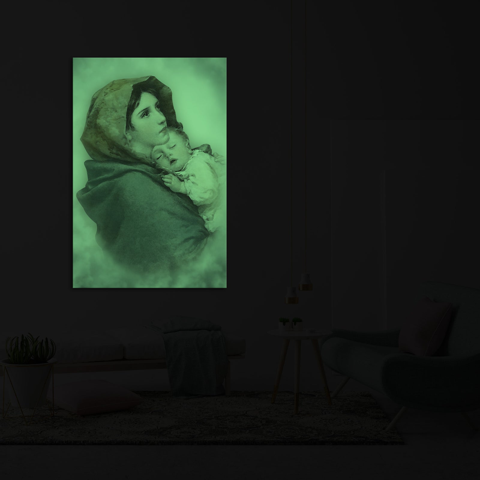 Abstract No. 136, glowing in a room at night