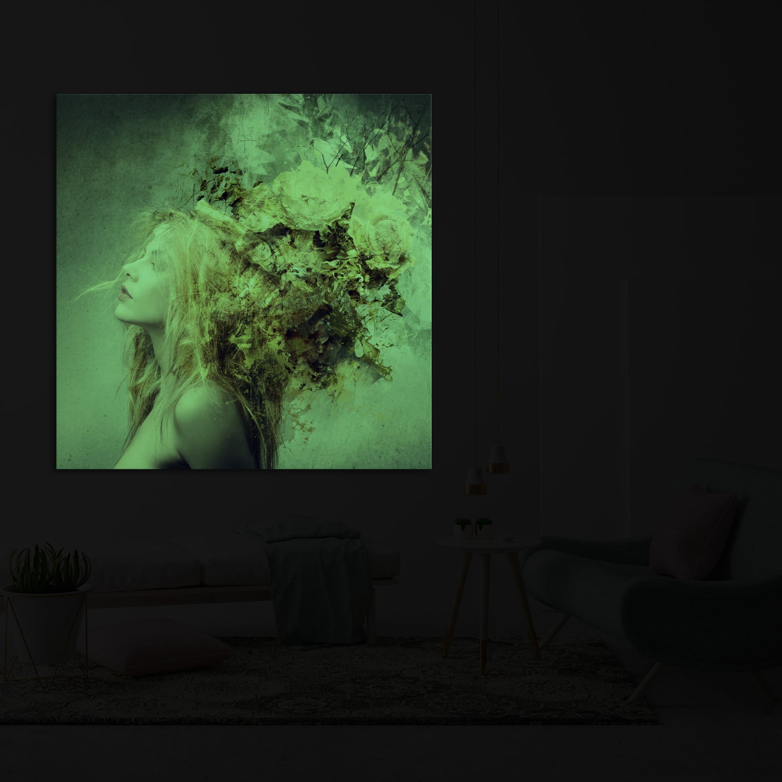 Abstract No. 137, glowing in a room at night