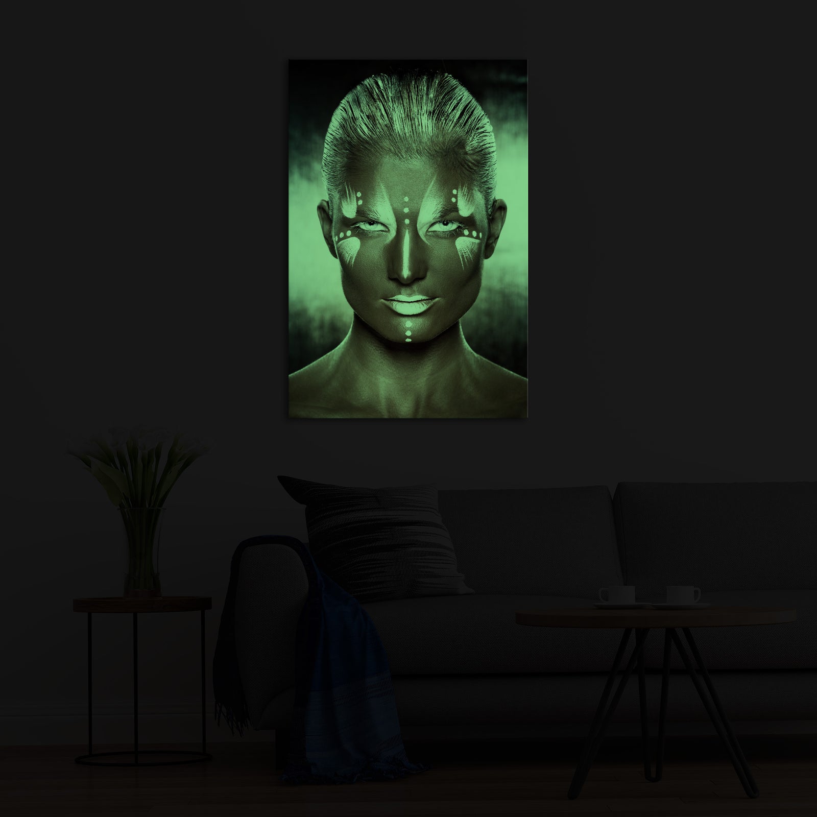 Abstract No. 140, glowing in a room at night